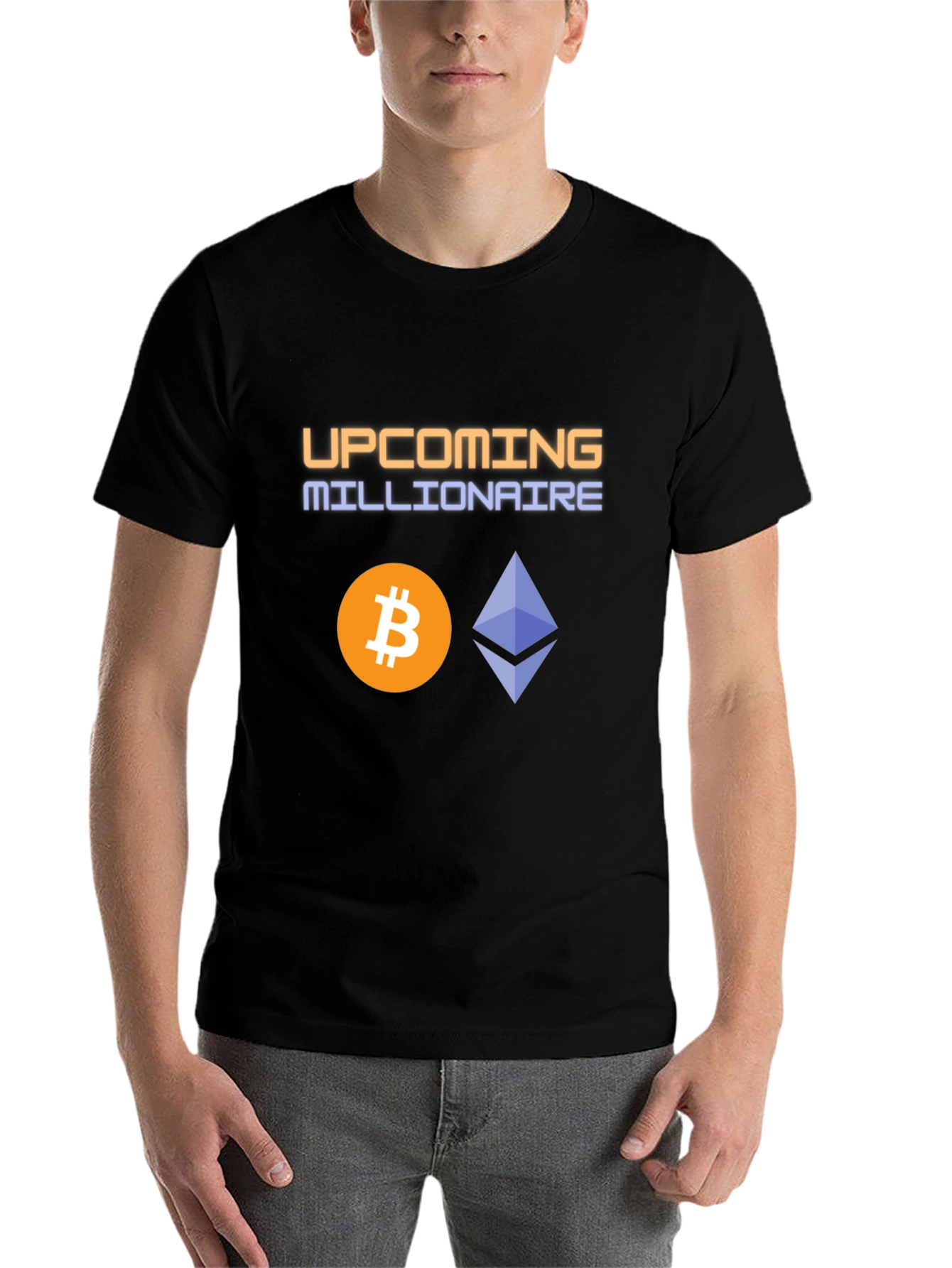 Black Upcoming Millionaire Crypto T-Shirt view 7