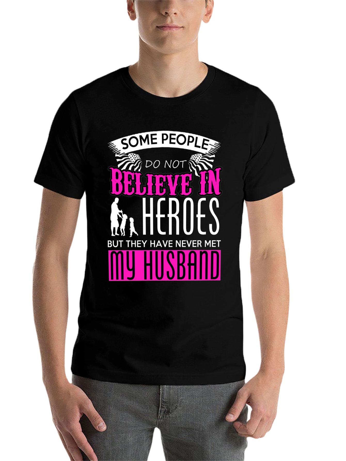 Black My Husband, My Hero T-Shirt view 7