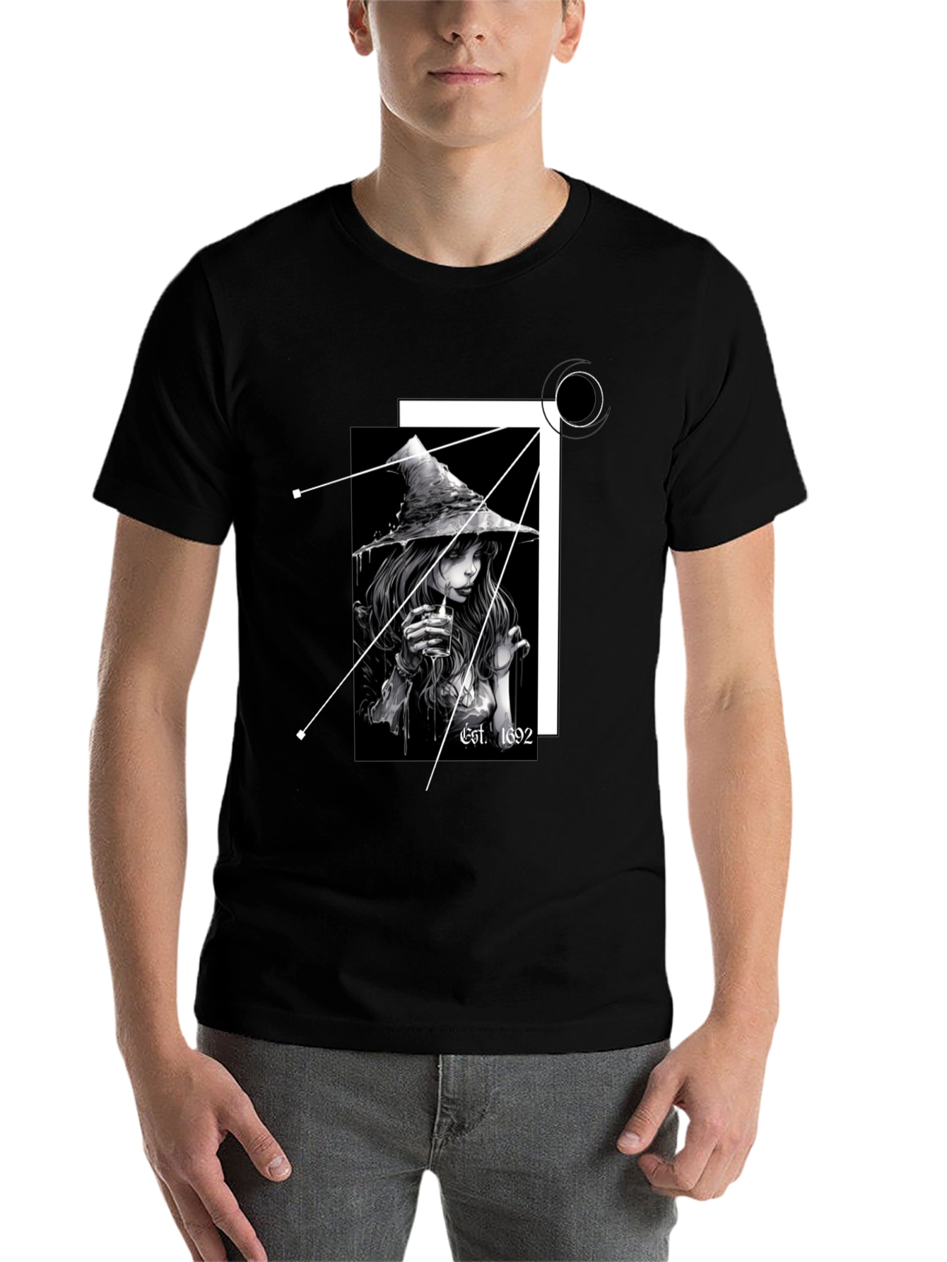 Black Witch T-Shirt - Est. 1692 - Black Cotton Tee view 7