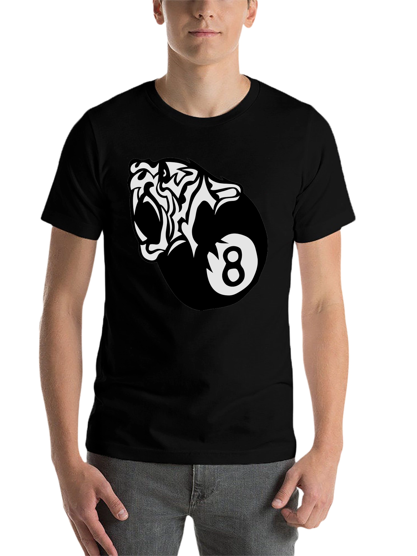 Black Cool Tiger 8-Ball Graphic Tee view 7