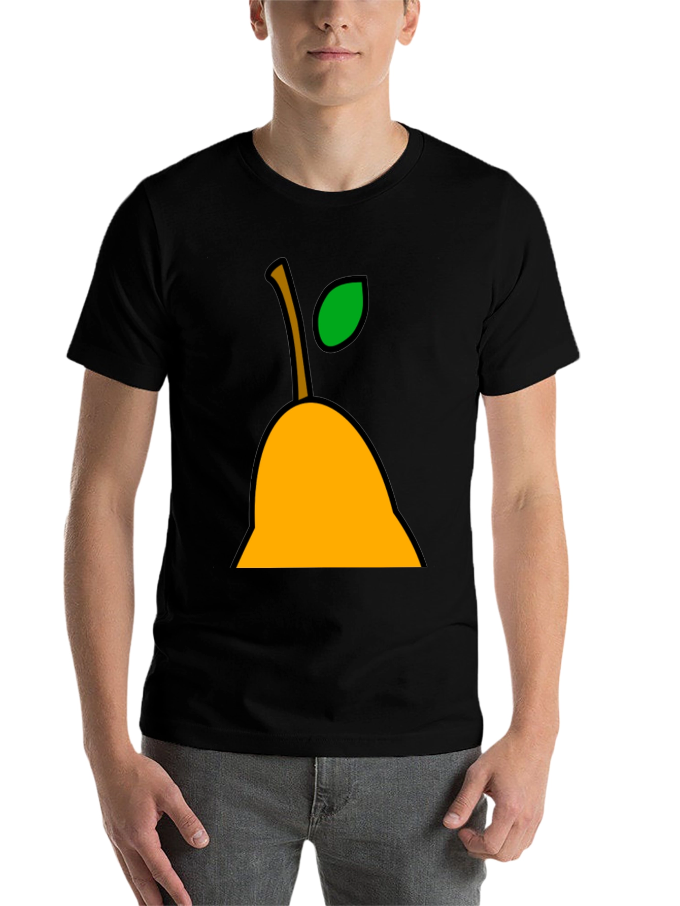 Black Pear Graphic Tee - Black Cotton Casual T-Shirt view 7