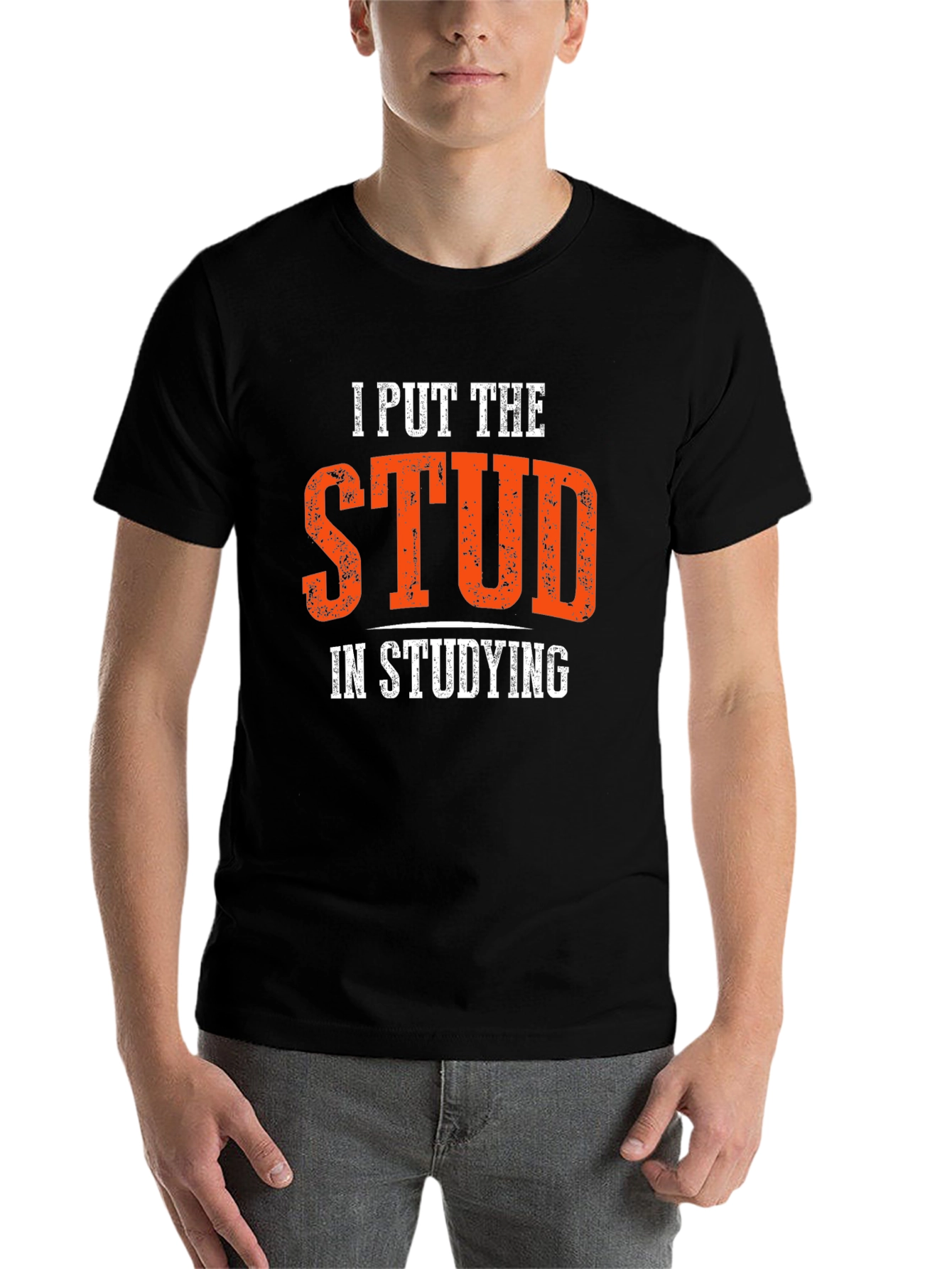Black I Put the Stud in Studying T-Shirt view 7