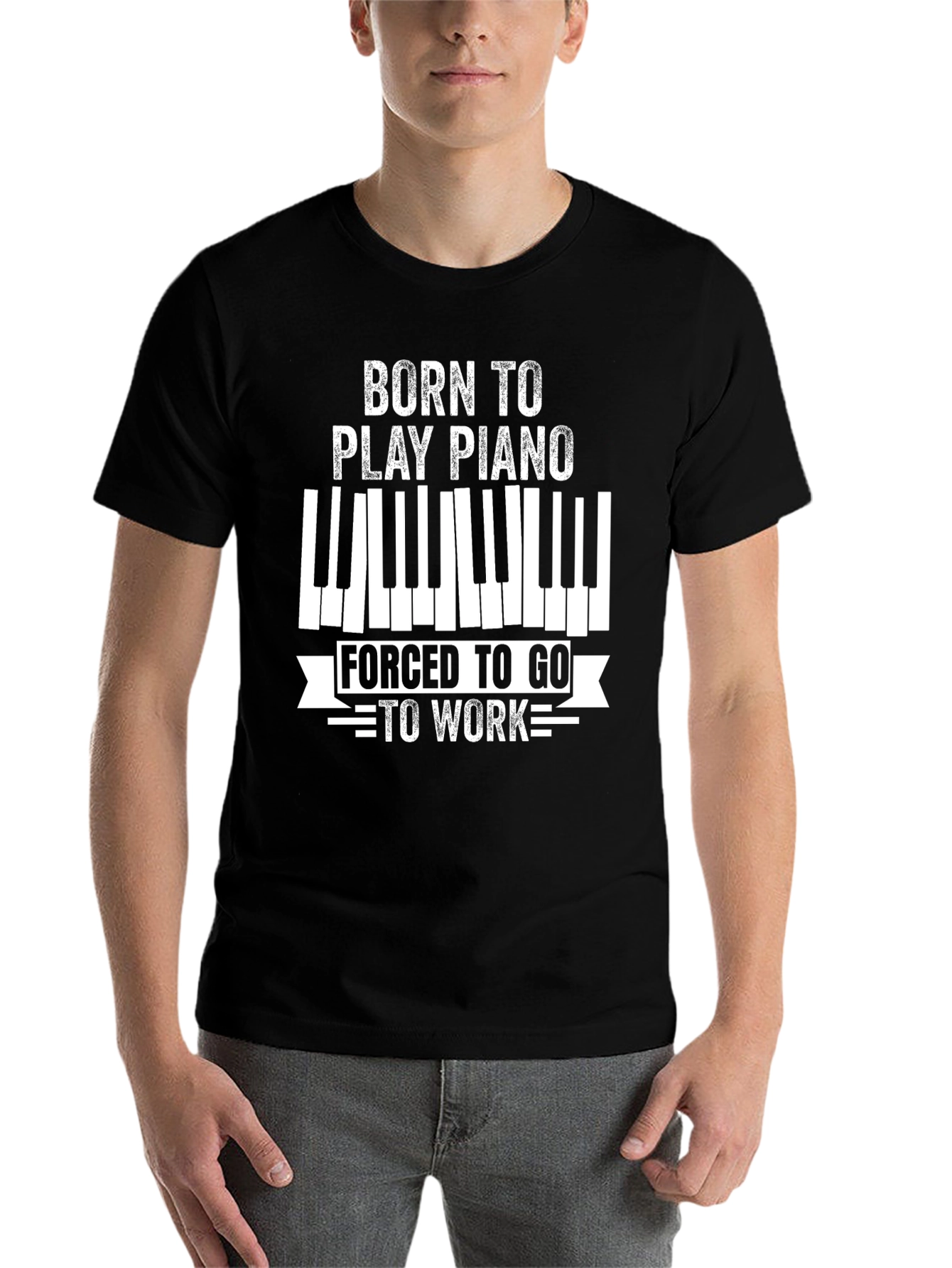 Black Born to Play Piano T-Shirt view 7