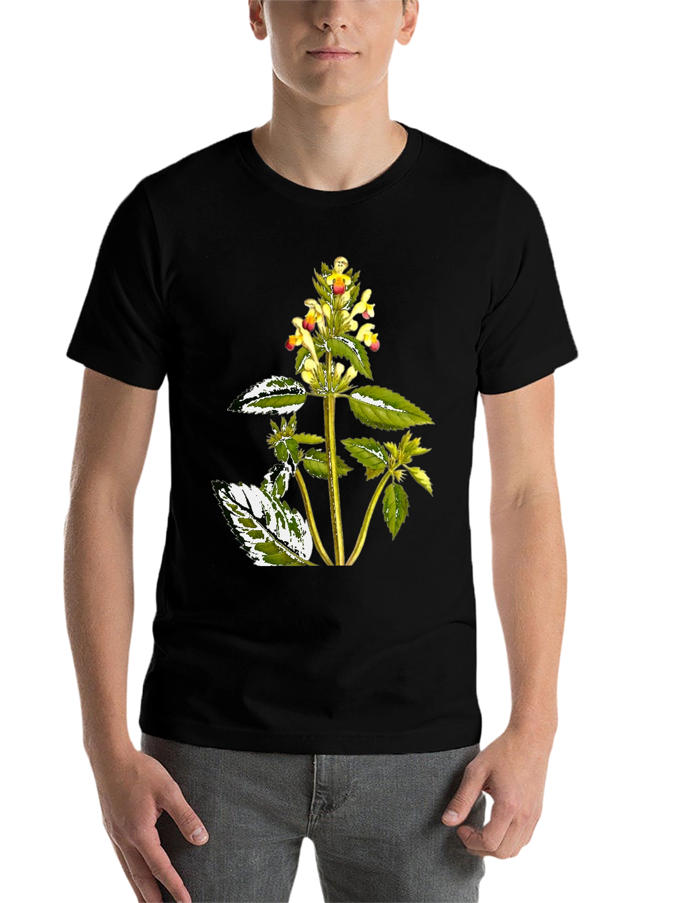 Black Botanical Graphic Black Tee view 7