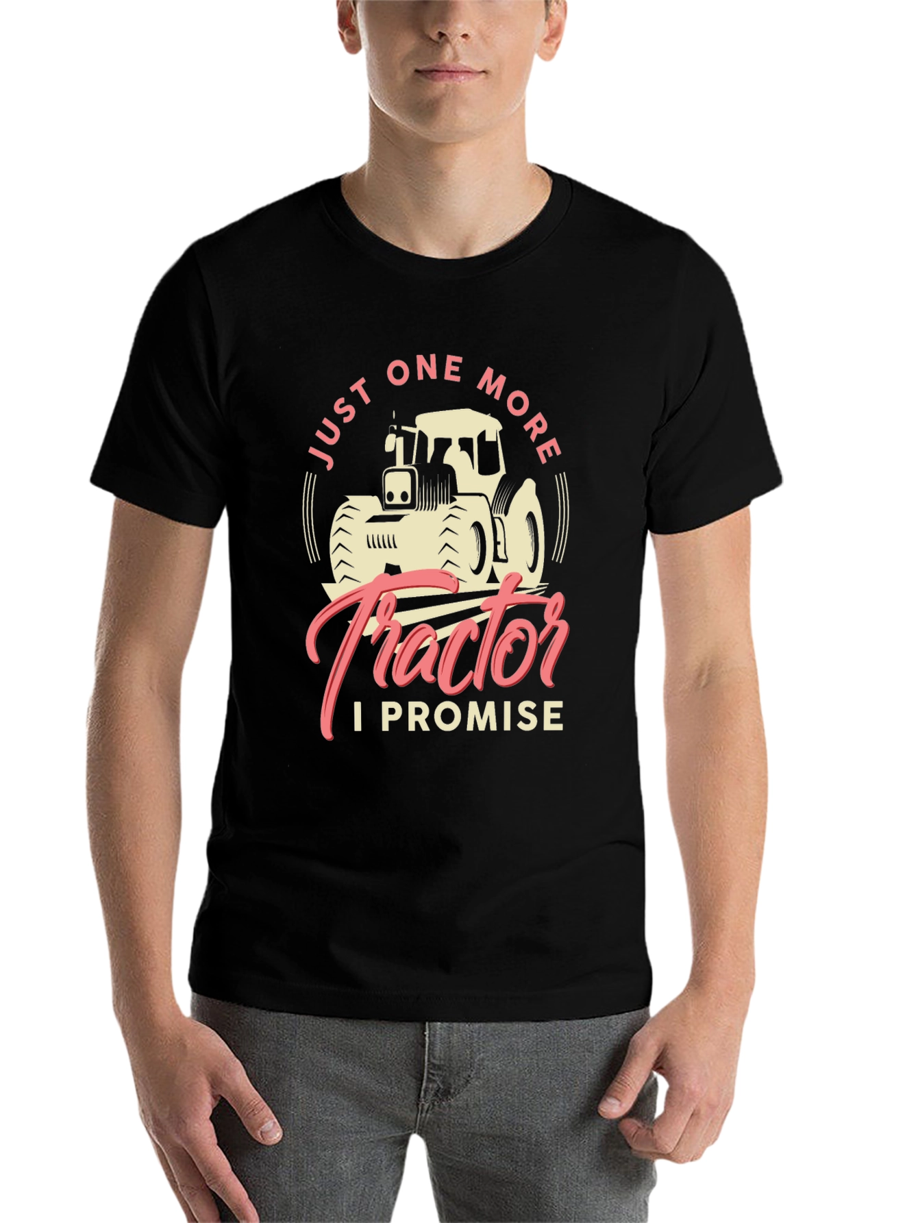 Black Just One More Tractor T-Shirt view 7