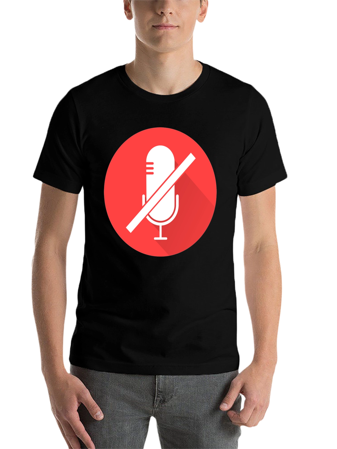 Black Mute Microphone Graphic Tee - Black view 7