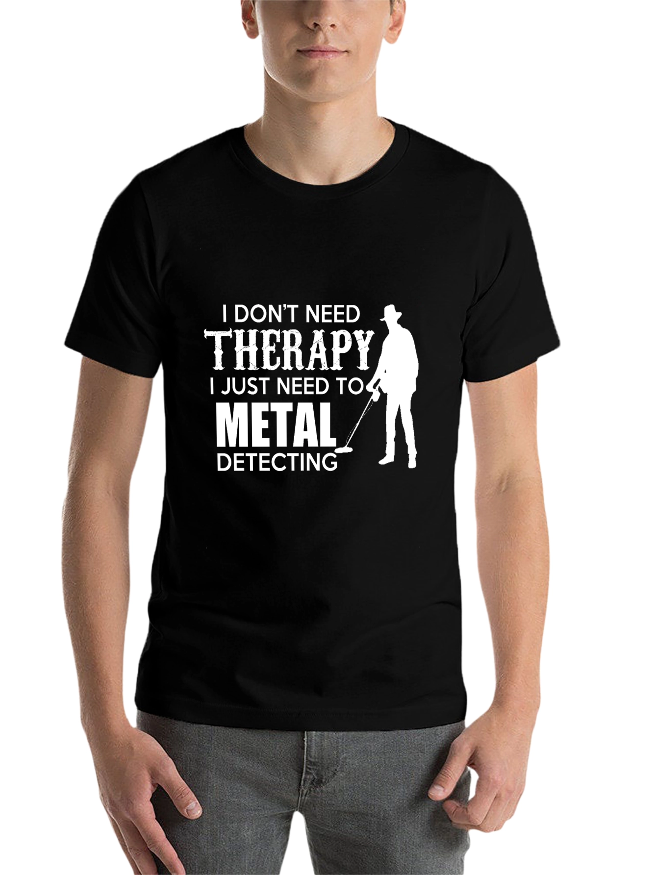 Black Metal Detecting Therapy T-Shirt view 7