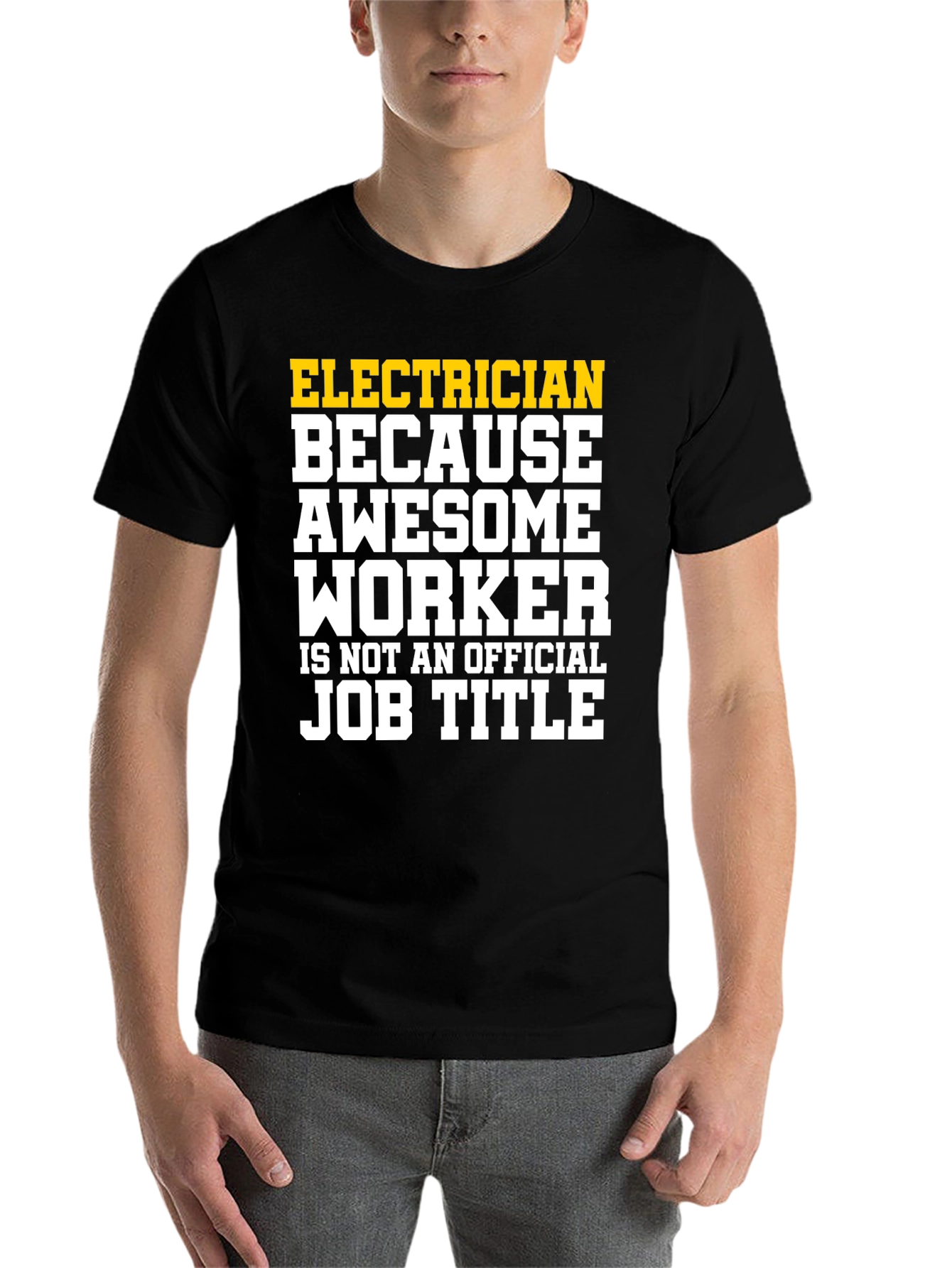 Black Electrician Awesome Worker Job Title Graphic T-Shirt view 7