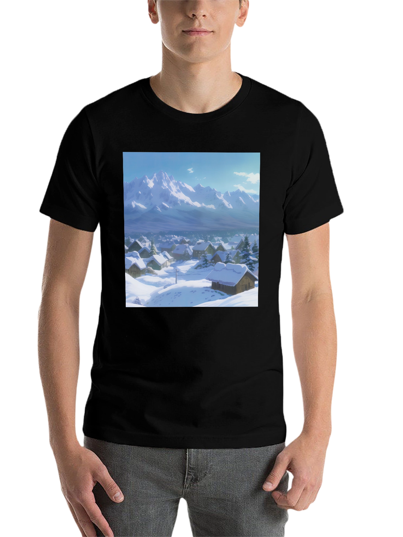 Black Winter Village Graphic Tee view 7
