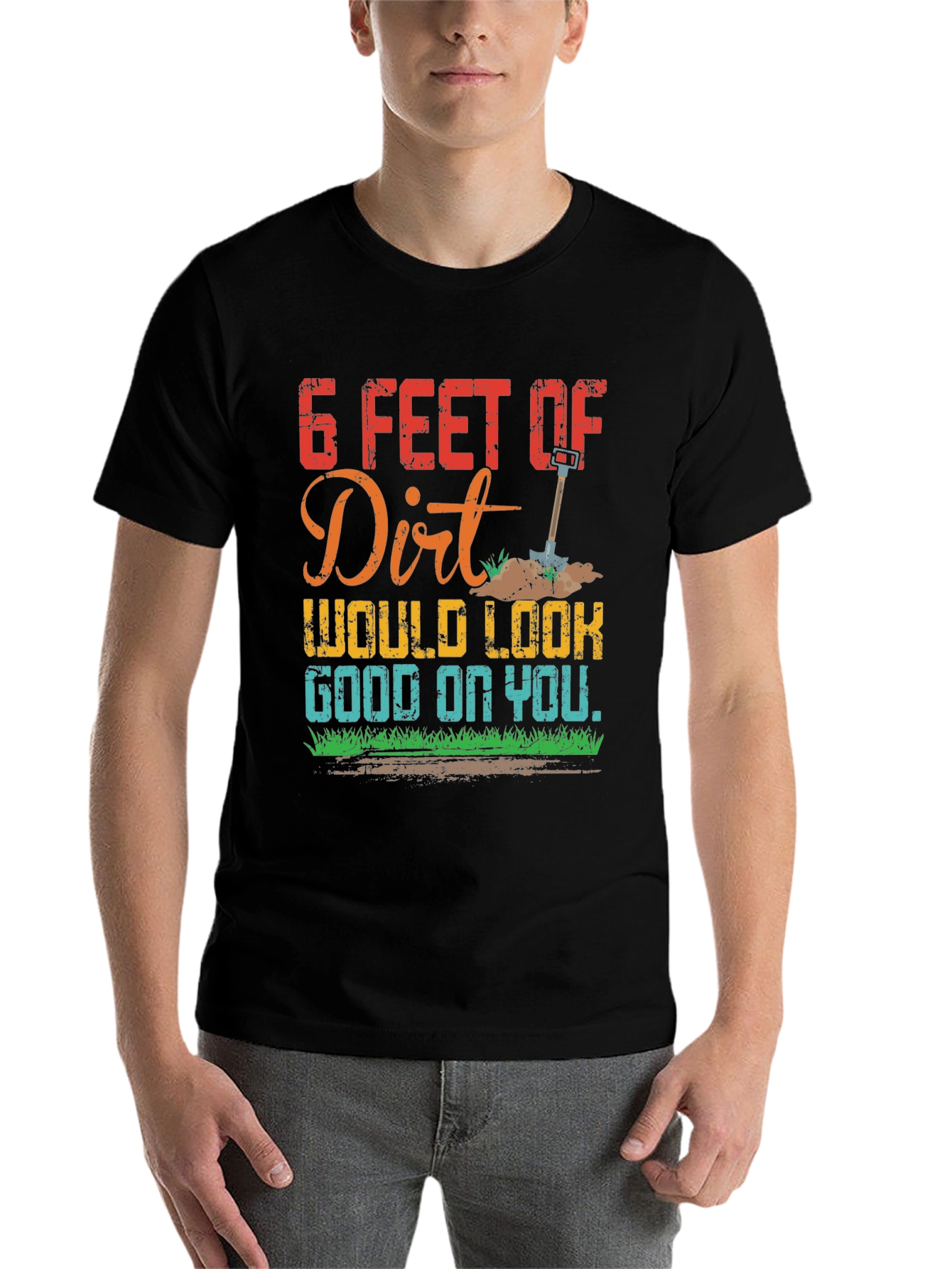 Black Funny 6 Feet of Dirt Graphic T-Shirt view 7