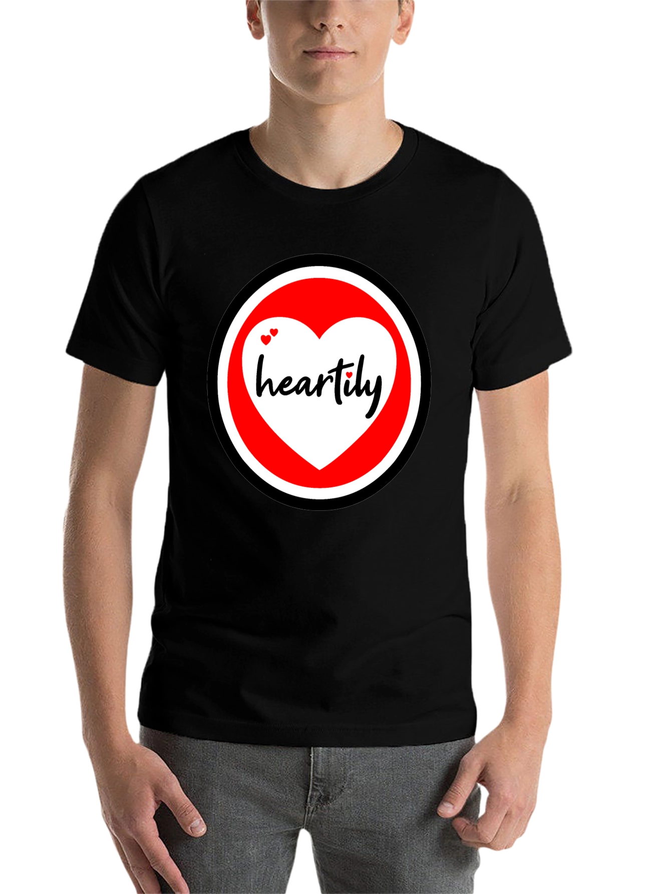 Black Heartily Graphic T-Shirt - Black Cotton Blend view 7