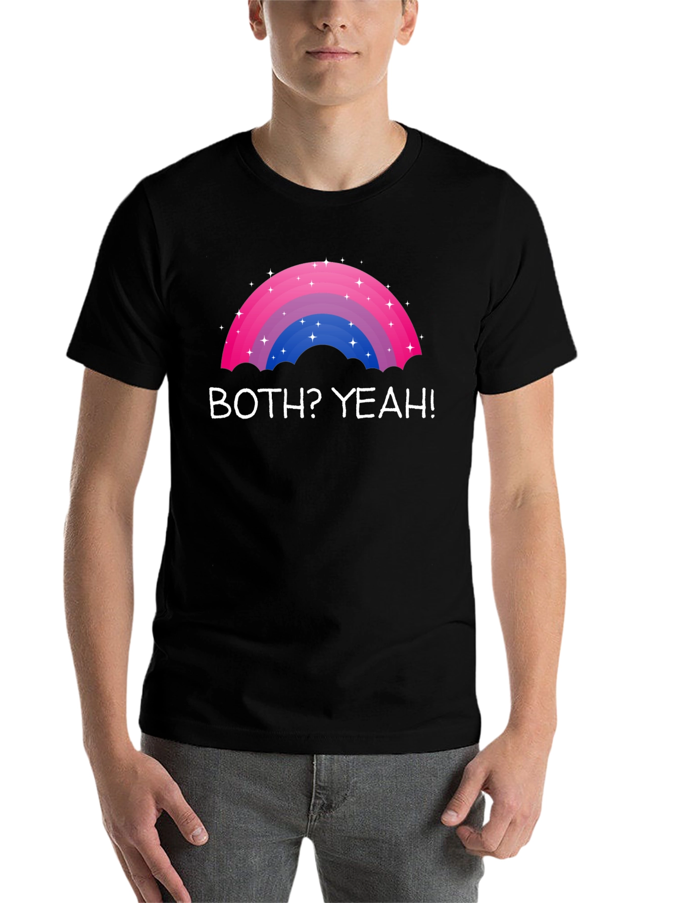 Black Bisexual Pride Rainbow T-Shirt - Both? Yeah! view 7