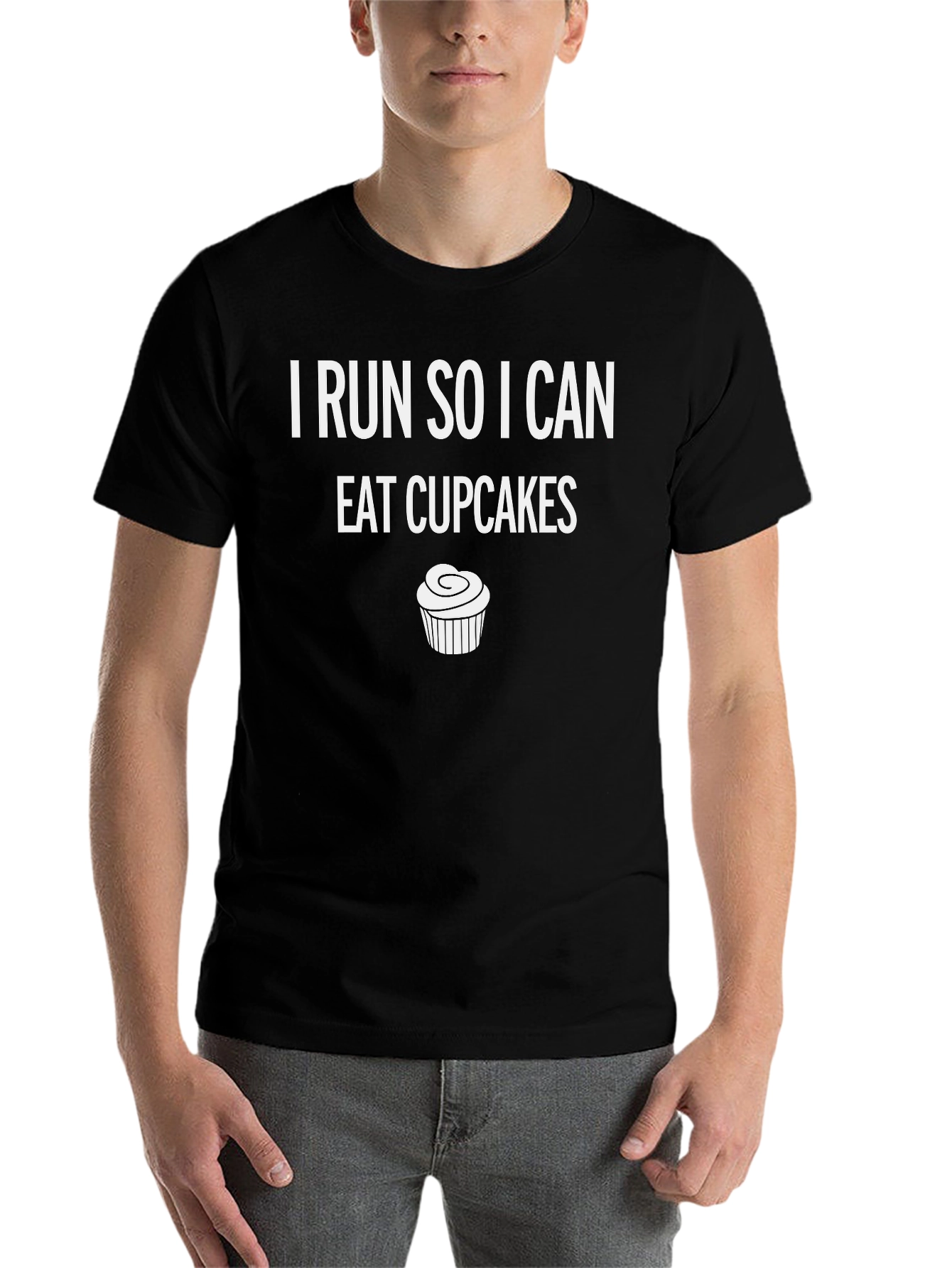 Black I Run So I Can Eat Cupcakes Black T-Shirt view 7