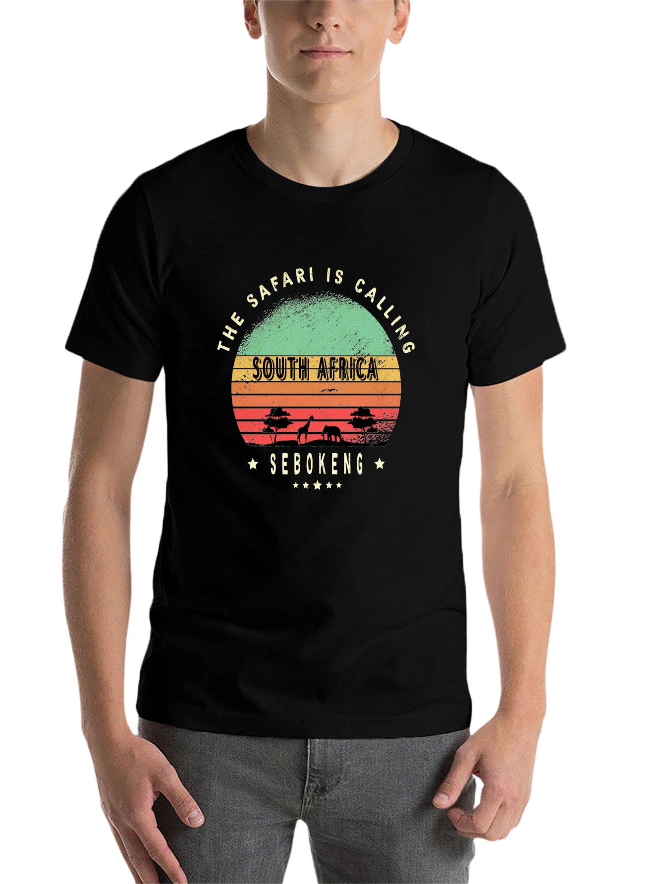 Black Safari Calling South Africa T-Shirt view 7