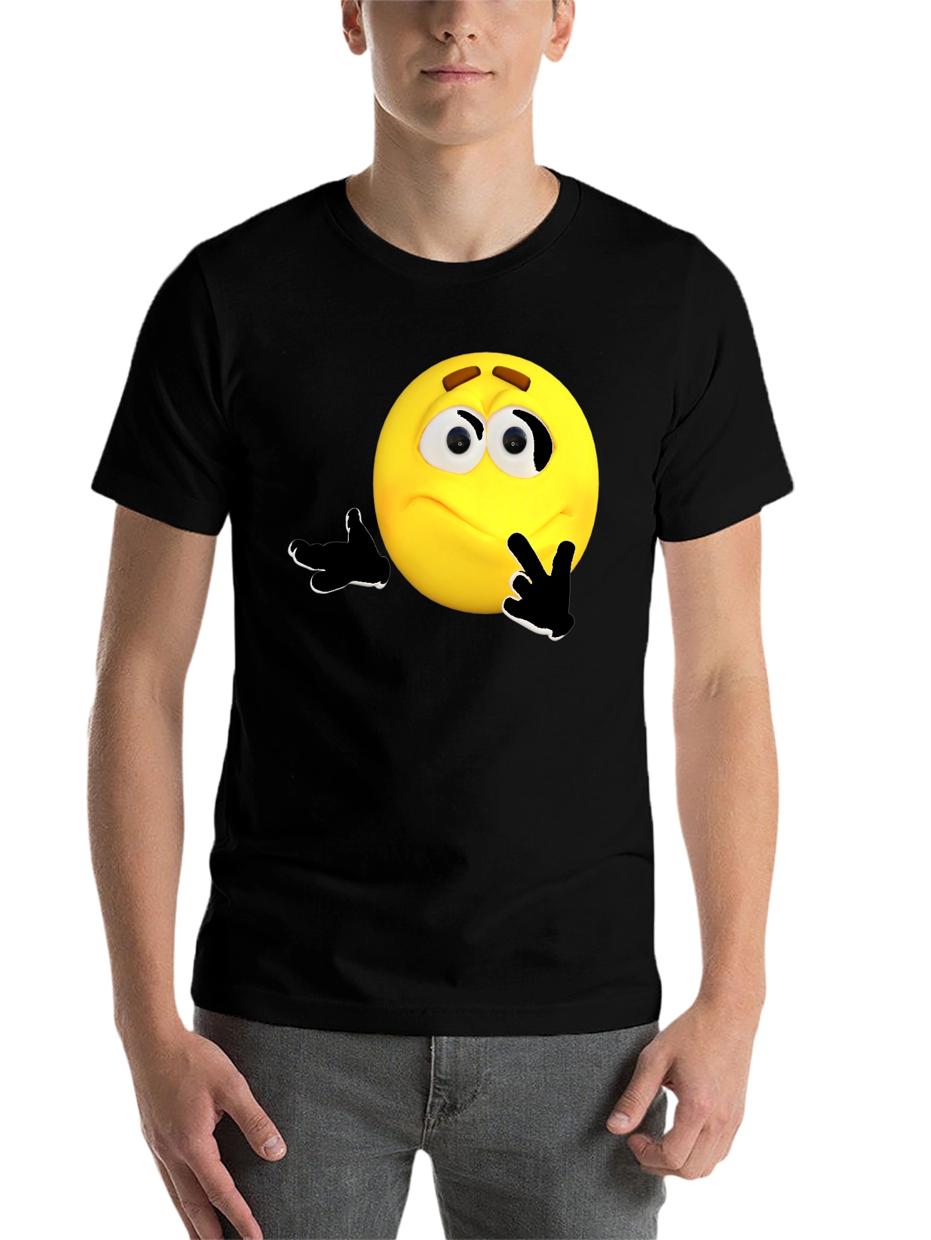 Black Thinking Emoji Graphic T-Shirt view 7