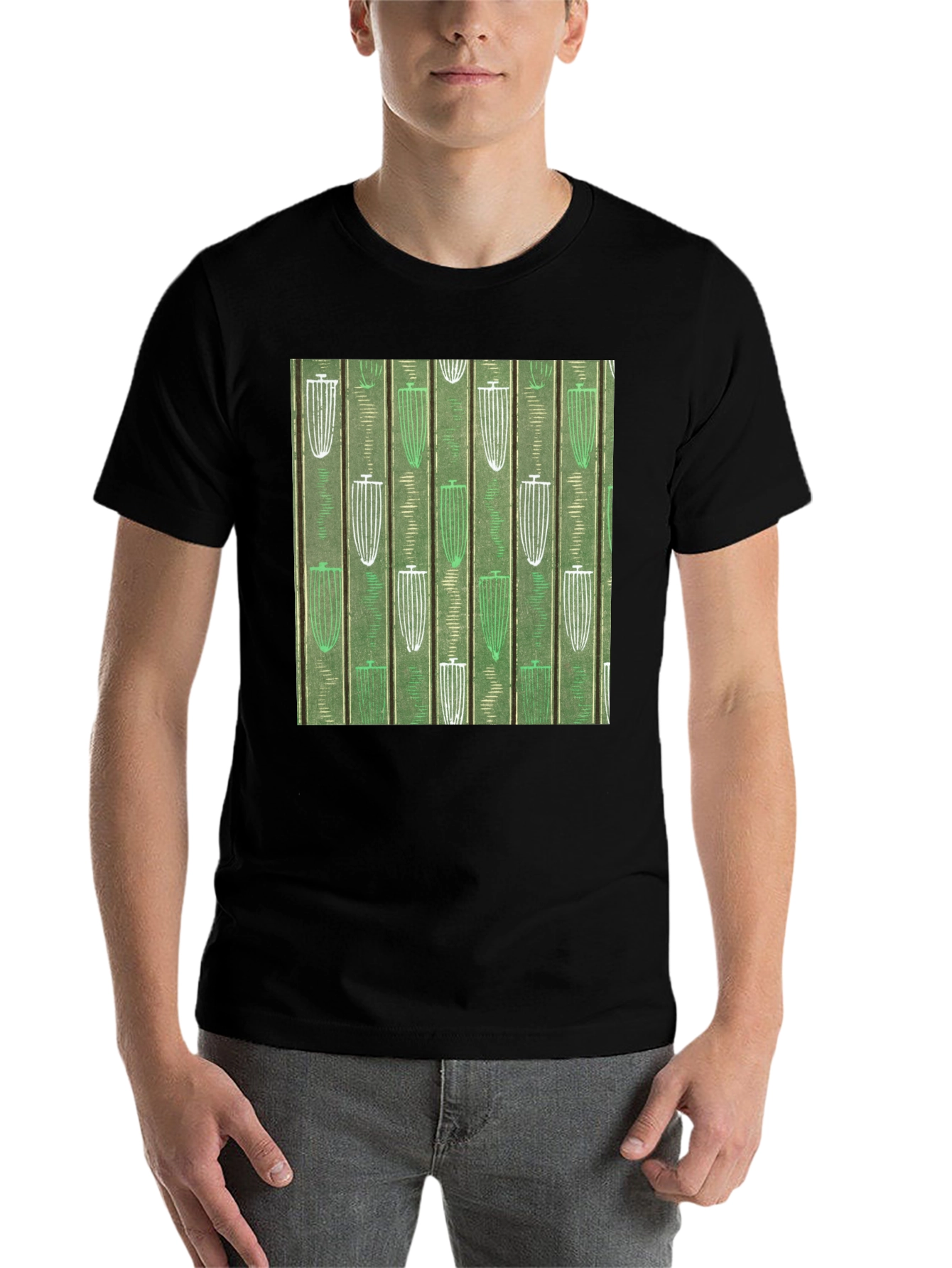 Black Green Patterned Graphic Tee view 7