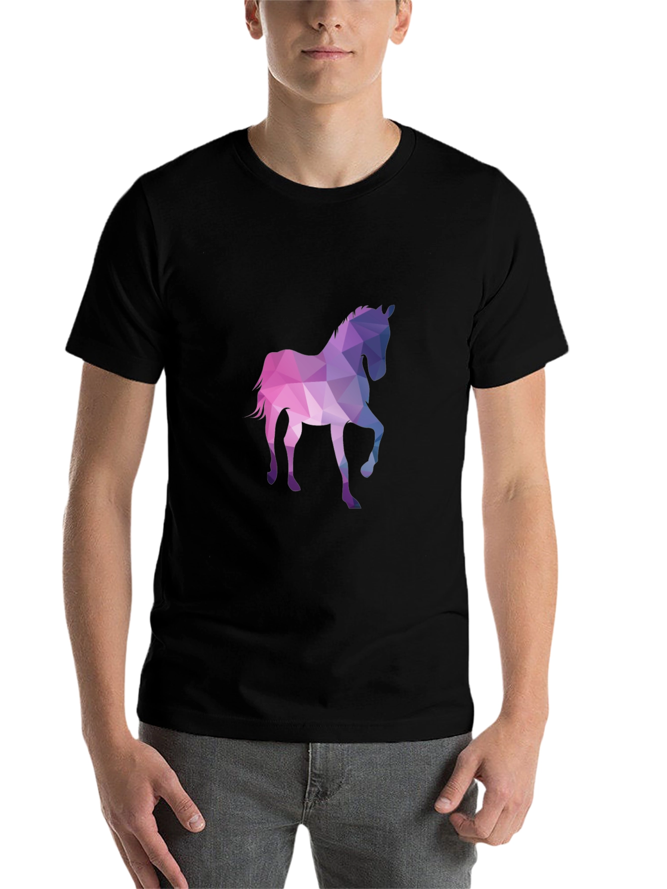 Black Geometric Horse Graphic Tee view 7