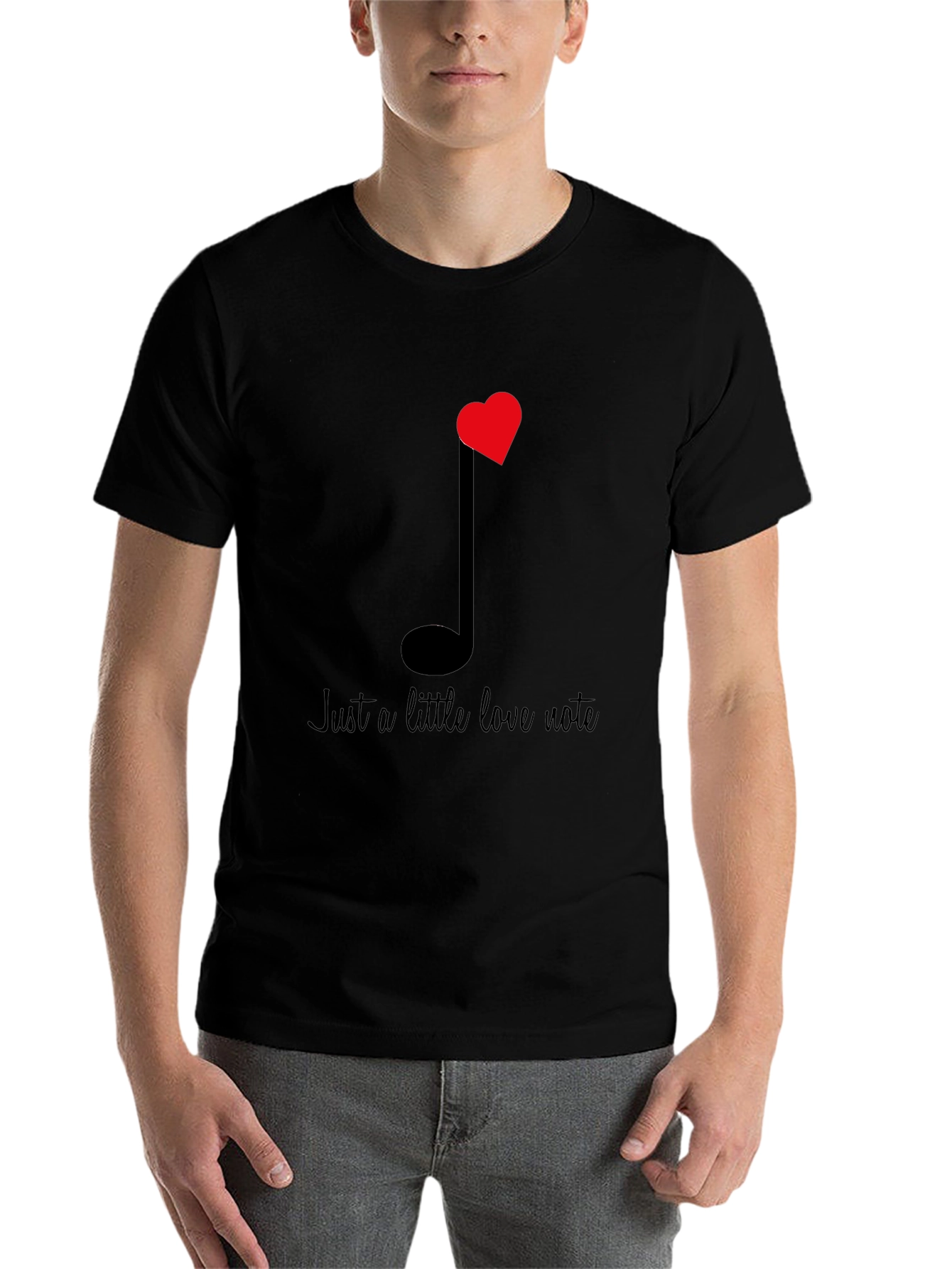 Black Love Note Graphic Tee - Black Cotton T-Shirt view 7