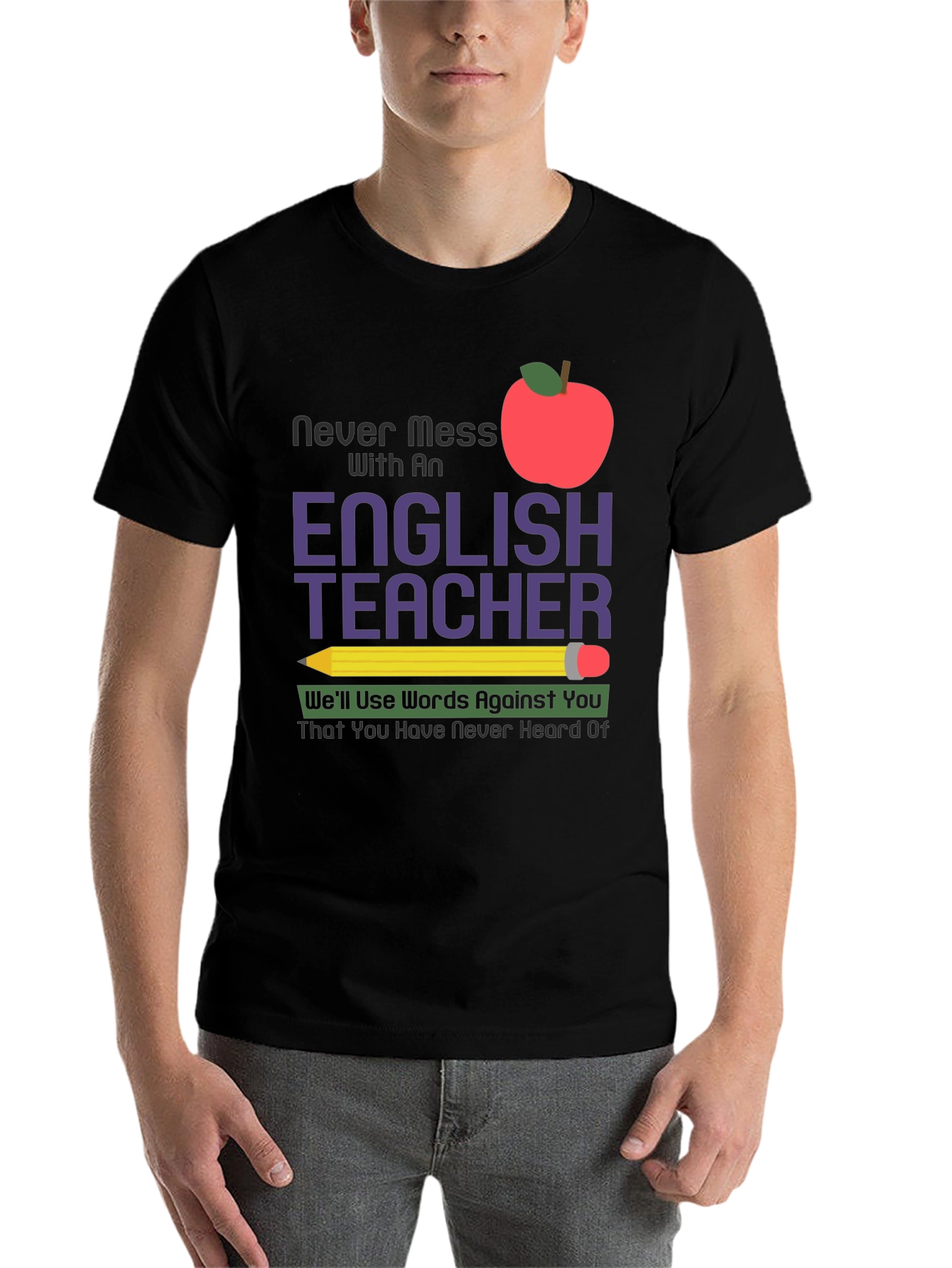 Black English Teacher Graphic T-Shirt view 7