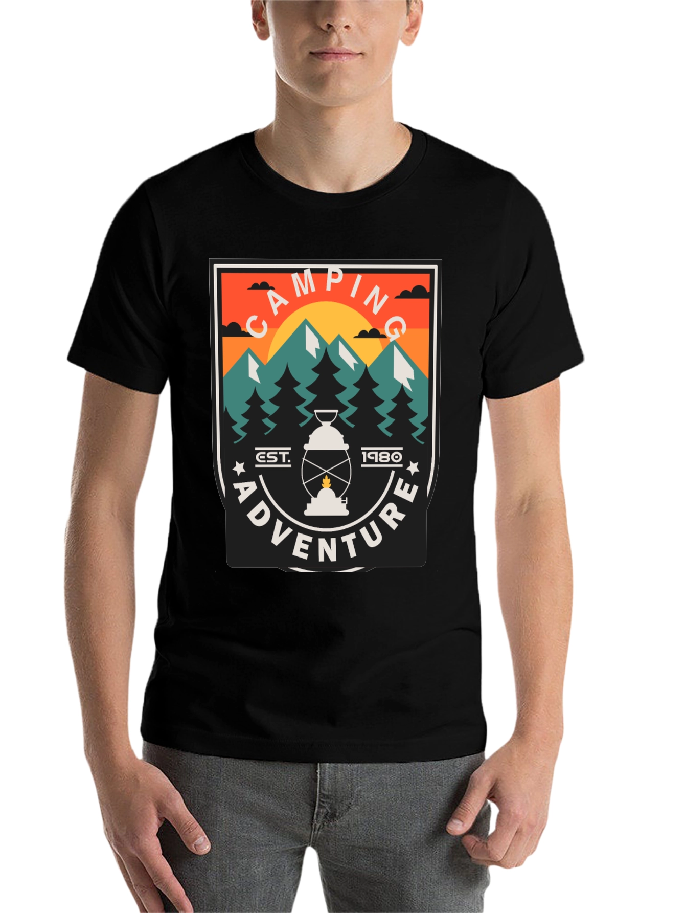 Black Camping Adventure Graphic T-Shirt view 7