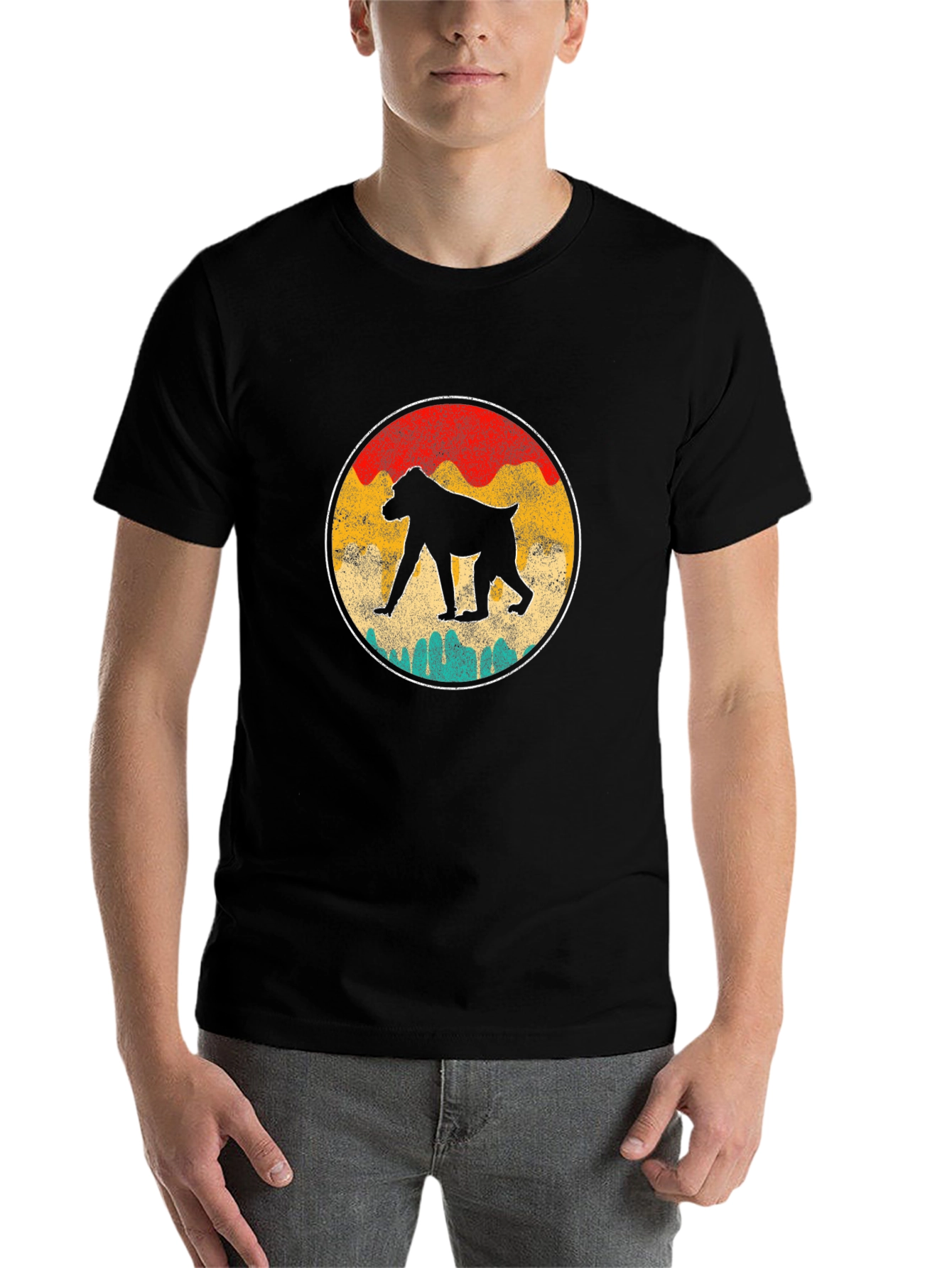 Black Retro Baboon T-Shirt - Vintage Style Graphic Tee view 7
