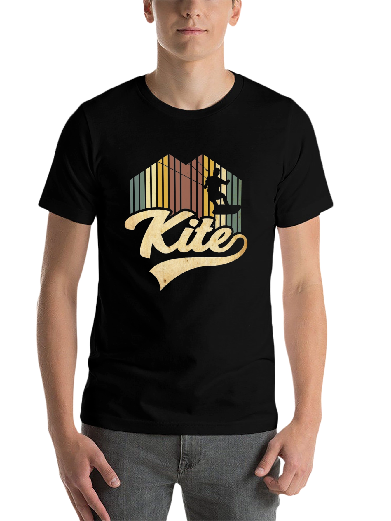 Black Vintage Kite Surfing Graphic T-Shirt view 7