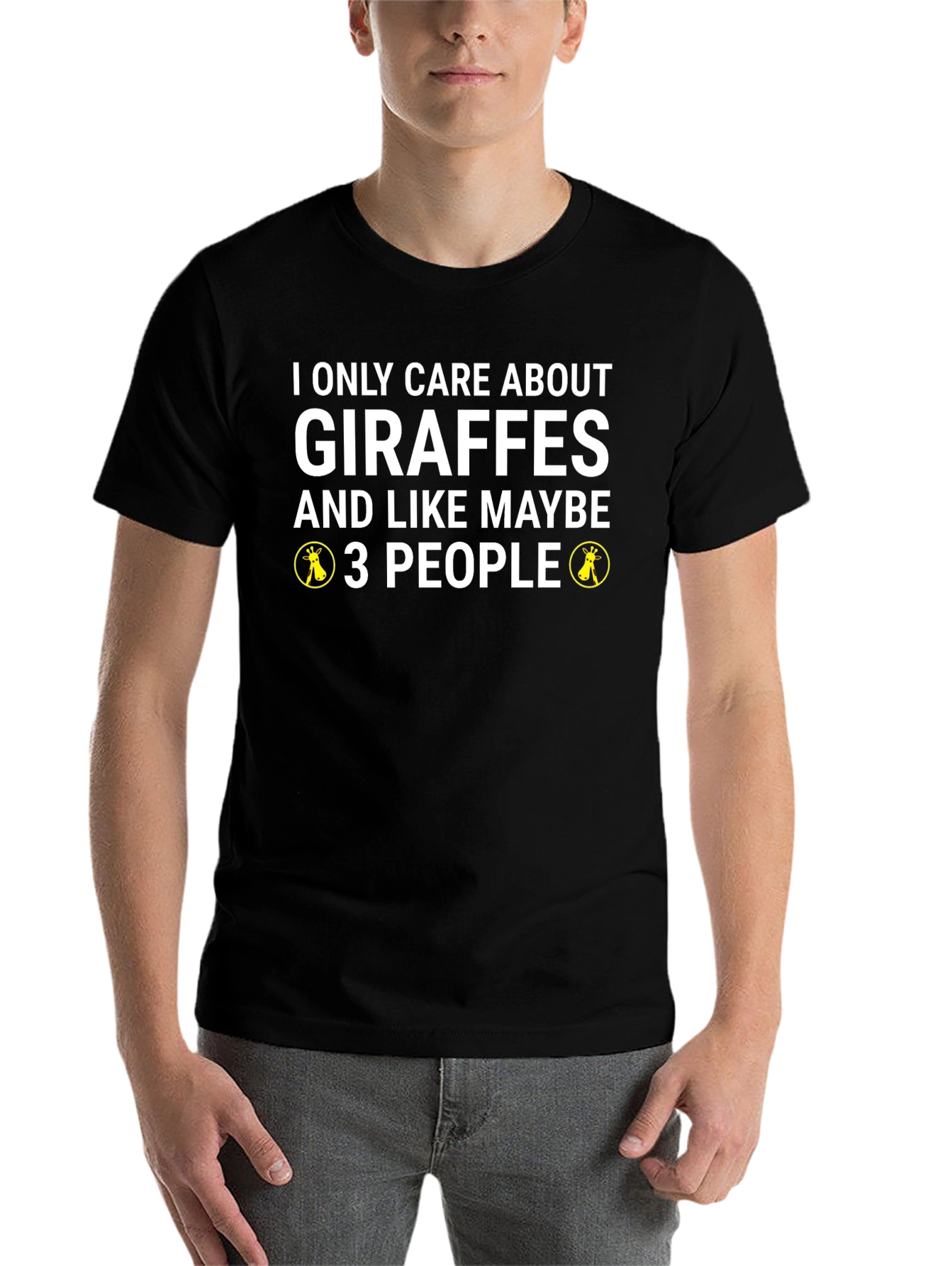 Black Giraffe Lover Graphic T-Shirt - Funny Animal Tee view 7