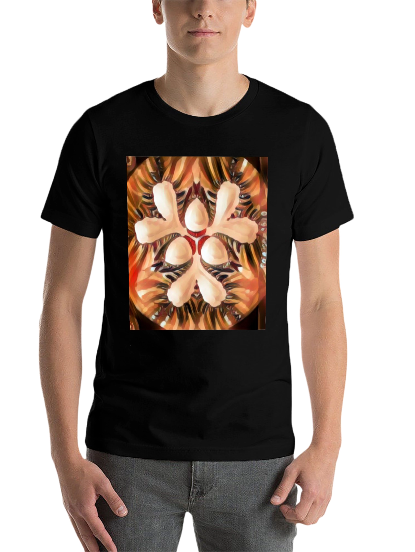 Black Abstract Floral Graphic Tee - Artistic Print view 7