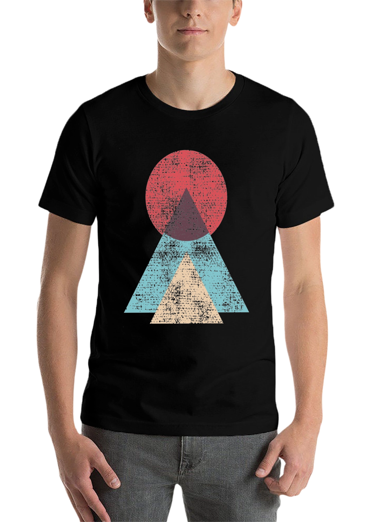 Black Geometric Graphic Tee - Modern Abstract Design view 7