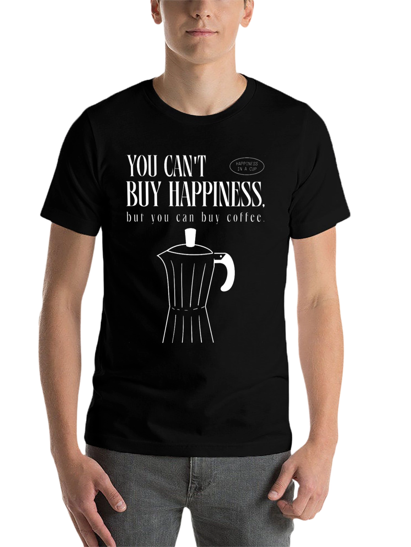Black Coffee Lover Tee: Buy Coffee, Buy Happiness! view 7