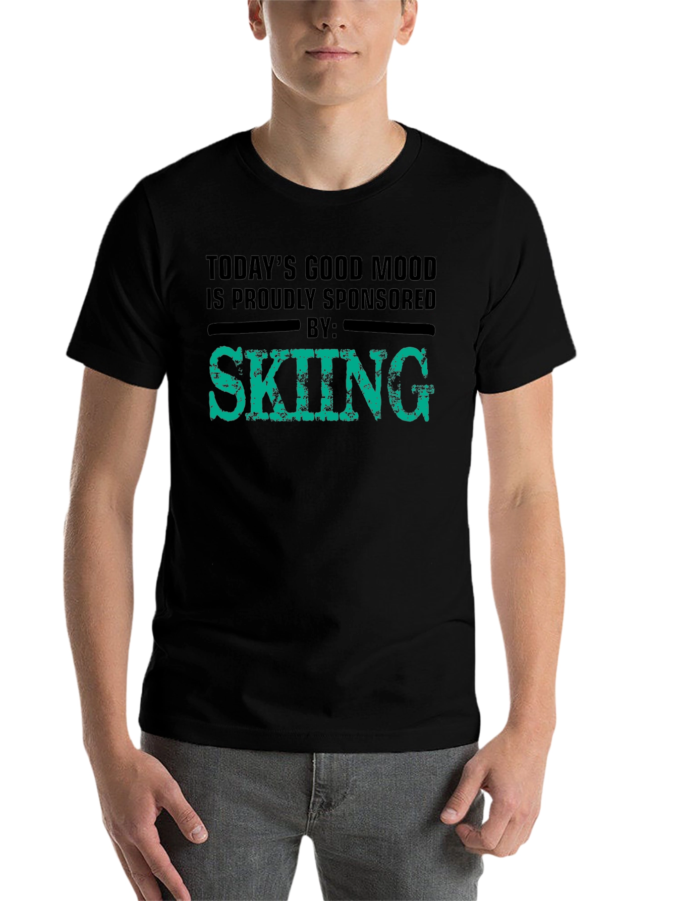 Black Skiing Sponsored T-Shirt - Good Mood Tee view 7