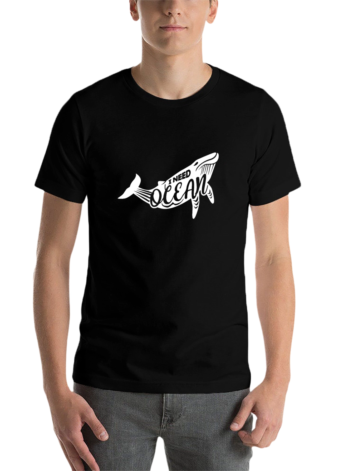 Black I Need Ocean Whale Graphic Tee view 7