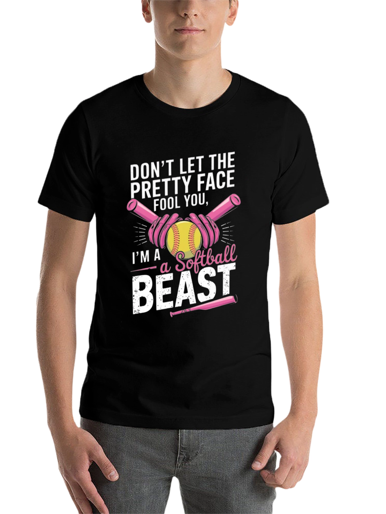 Black Softball Beast T-Shirt - Funny Sport Tee view 7