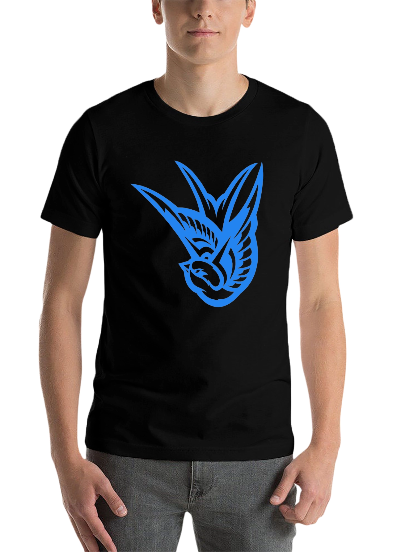 Black Blue Bird Graphic Black Tee view 7