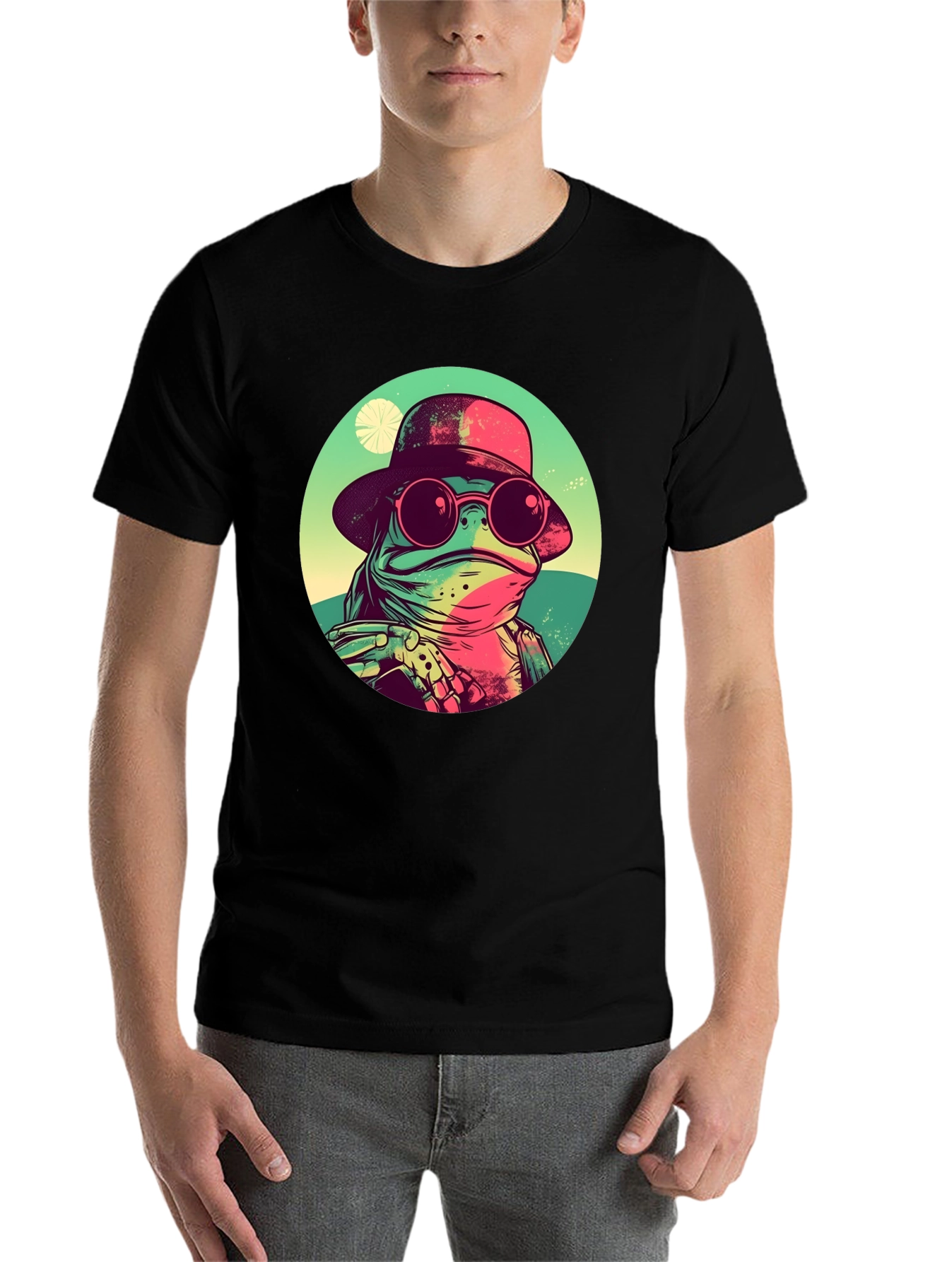 Black Cool Frog Graphic Tee - Unique Design view 7