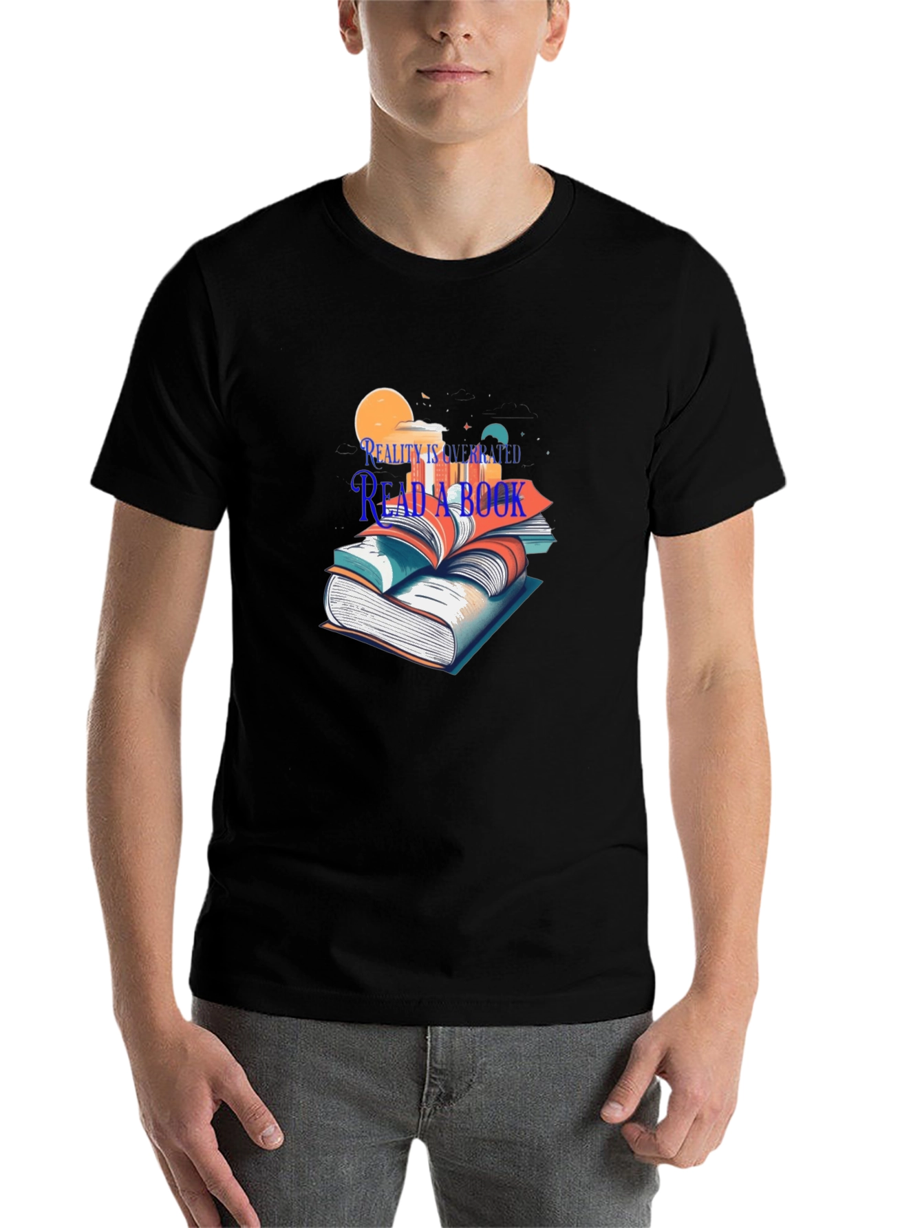 Black Reality is Overrated Read a Book T-Shirt view 7
