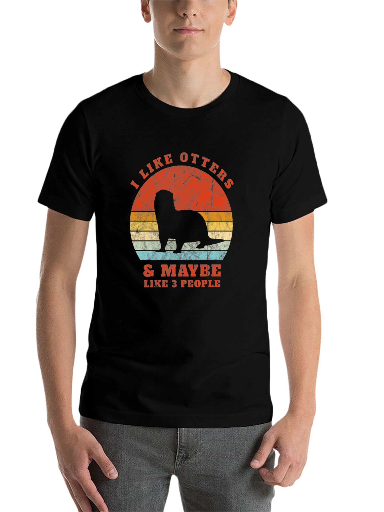 Black I Like Otters Graphic T-Shirt view 7