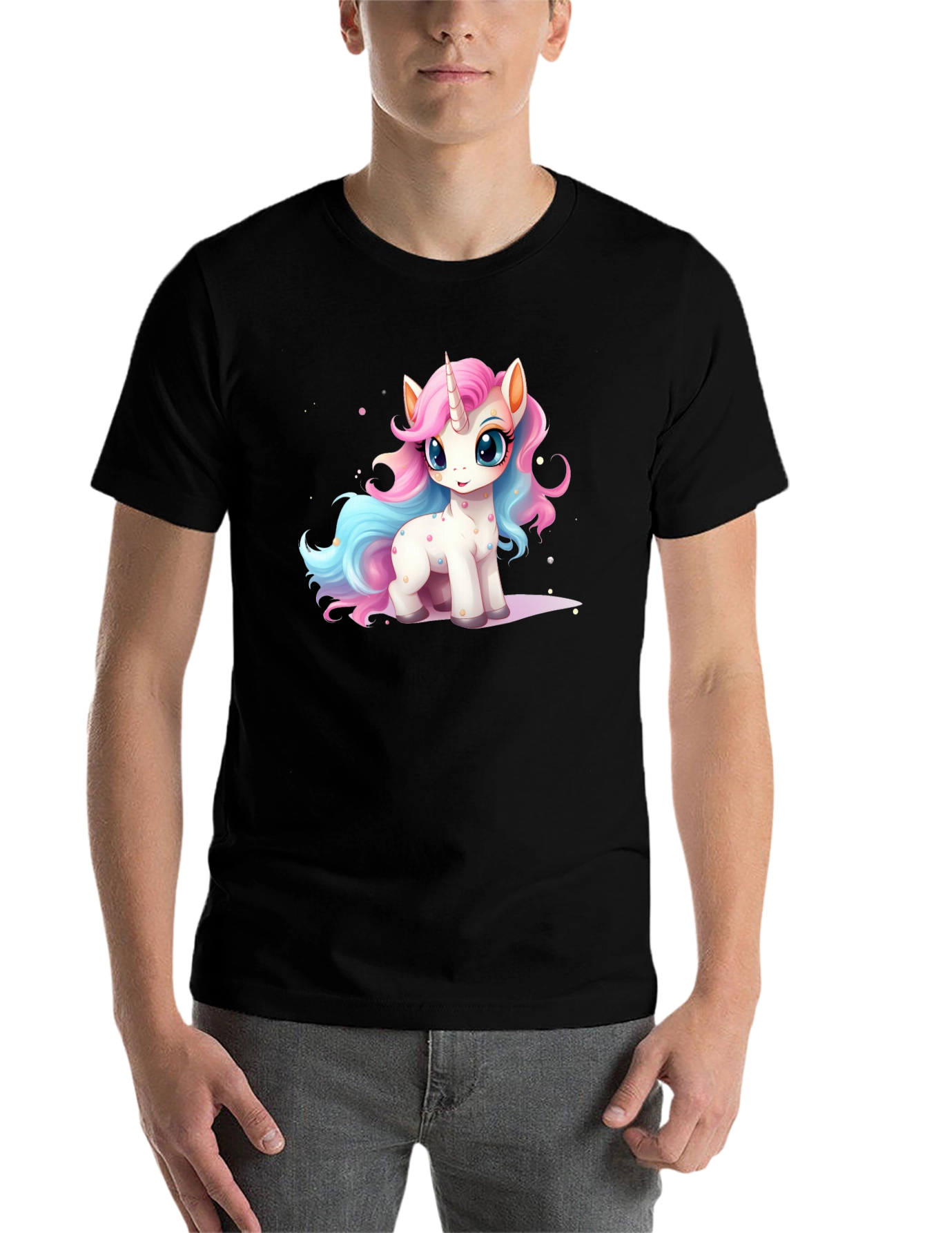 Black Unicorn Cartoon T-Shirt view 7