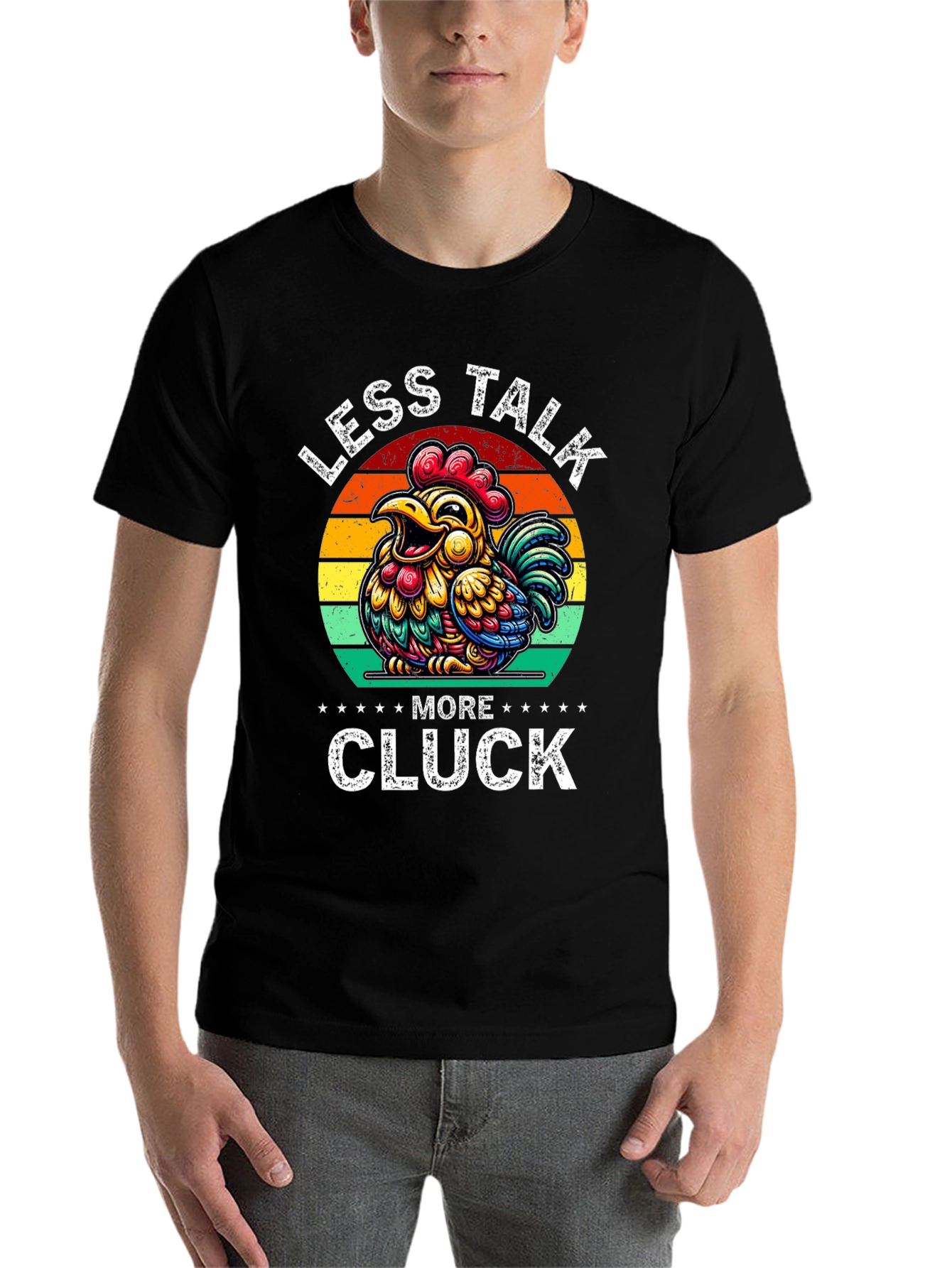 Black Less Talk More Cluck Chicken Graphic Tee view 7