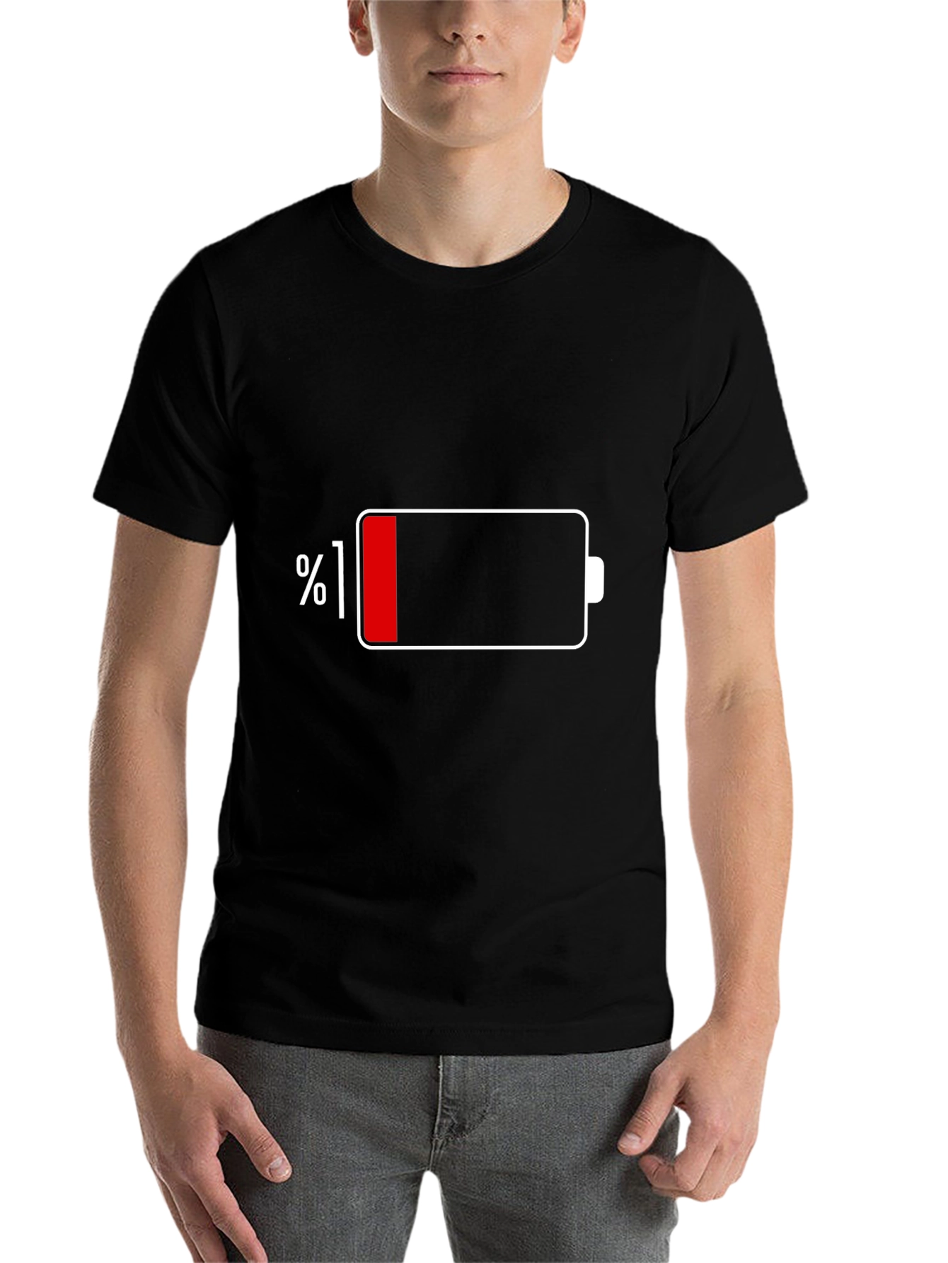 Black Low Battery Men's Graphic T-Shirt - Black view 7