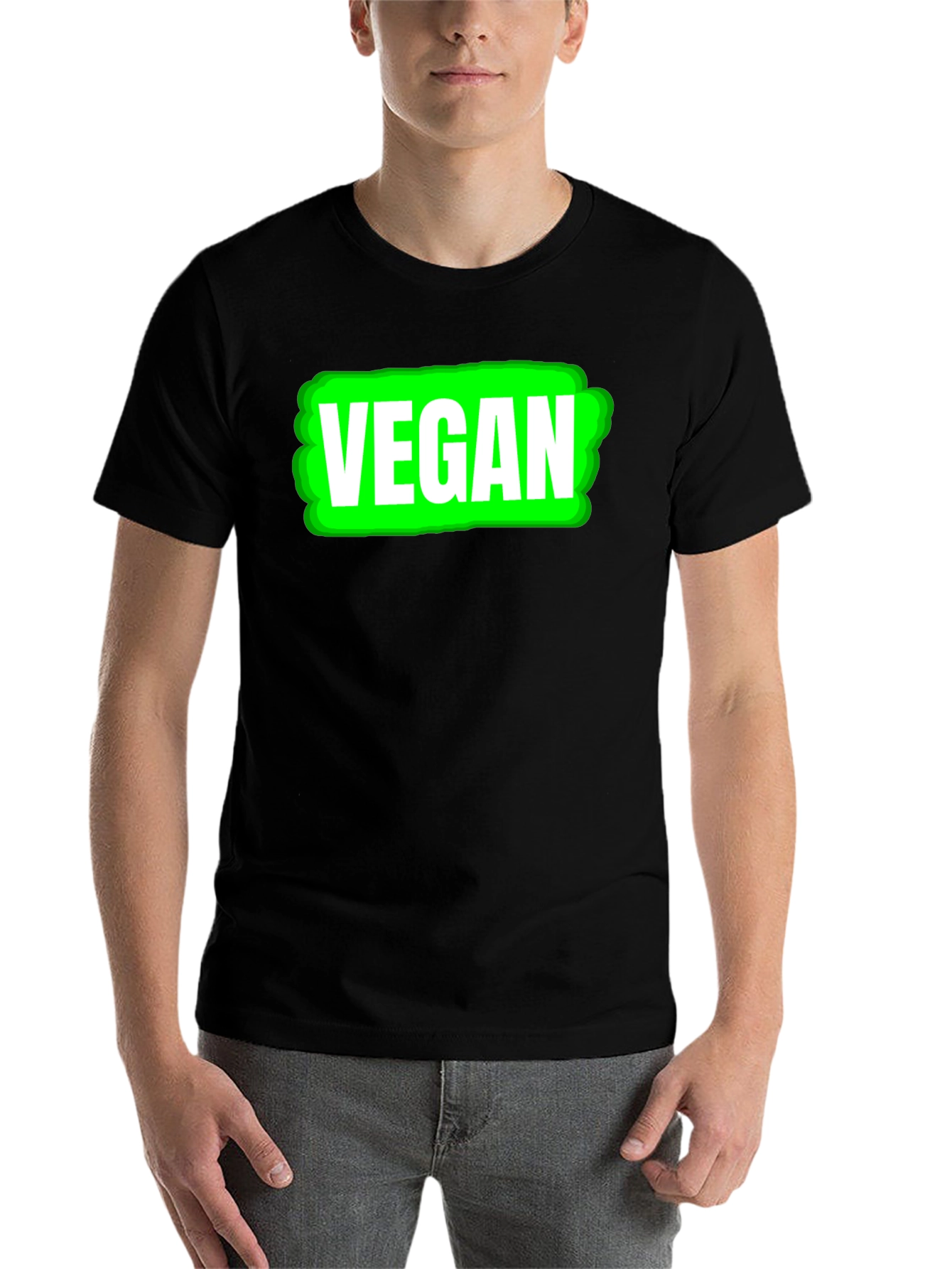 Black Vegan Graphic T-Shirt - Black, Unisex view 7
