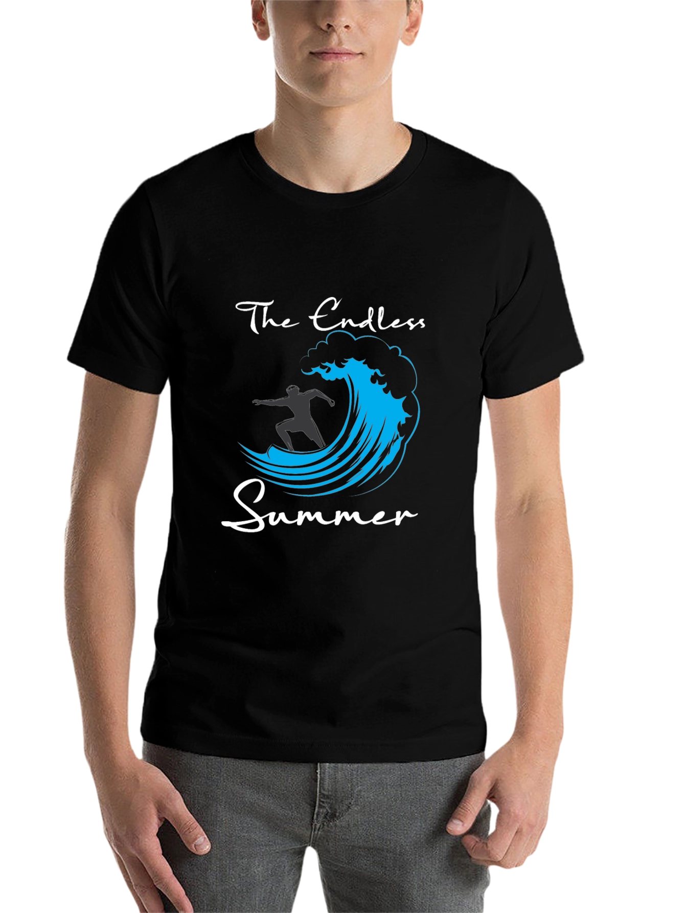 Black Endless Summer Graphic Tee - Surfer Wave T-Shirt view 7