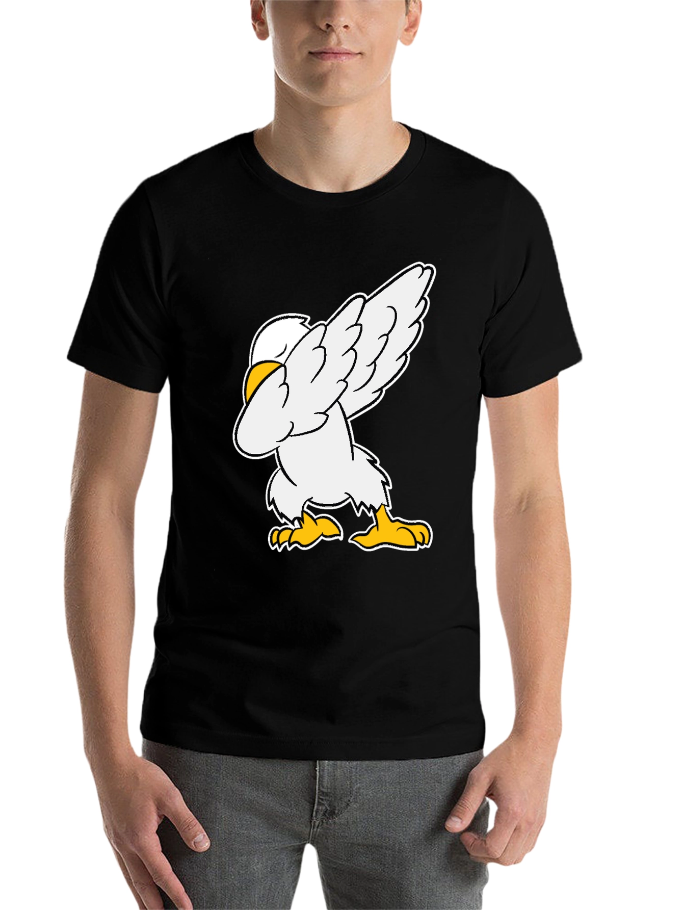 Black Dabbing Chicken Graphic Tee - Black view 7