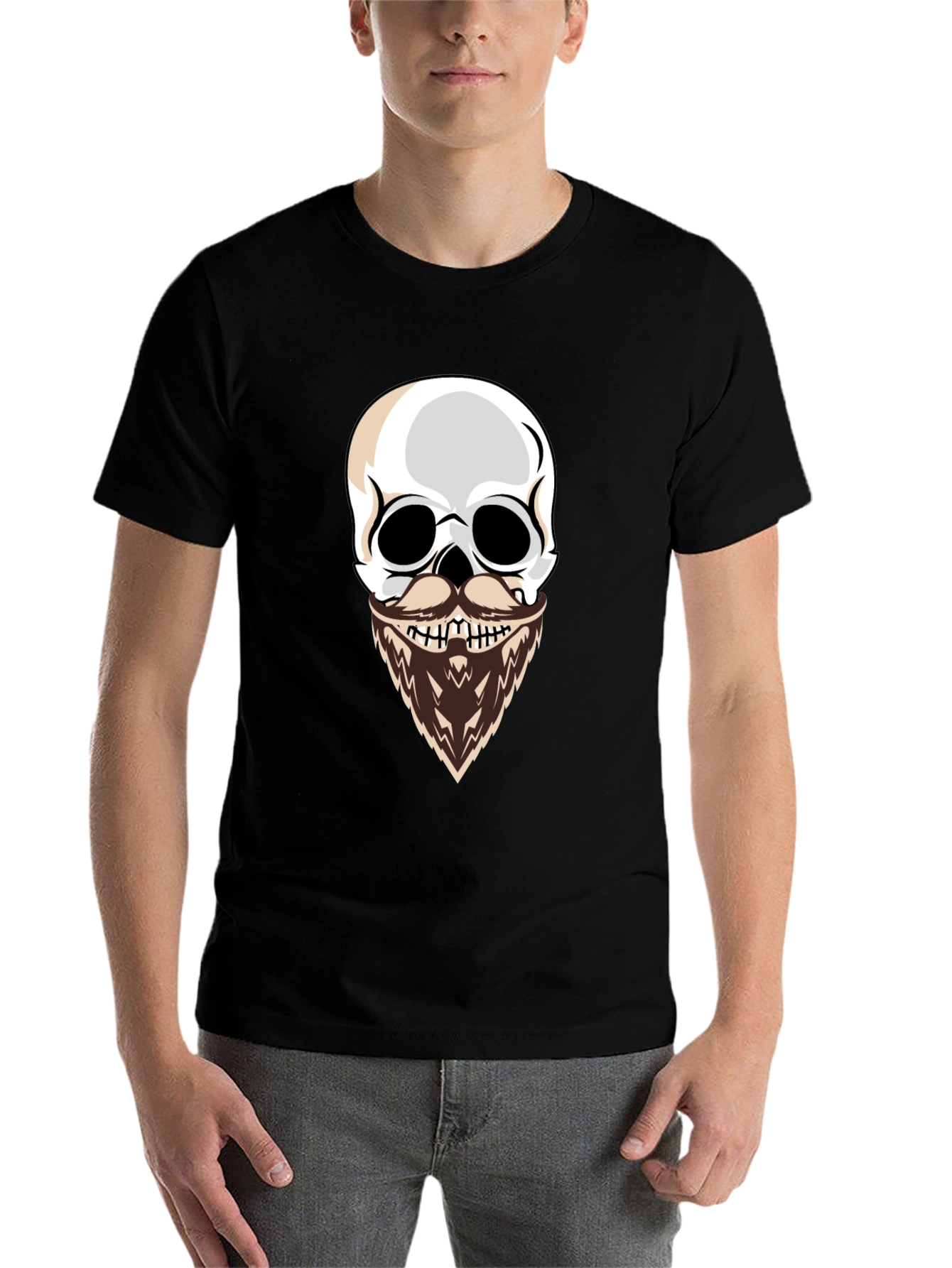 Black Skull with Beard Graphic T-Shirt - Cool & Edgy Style view 7