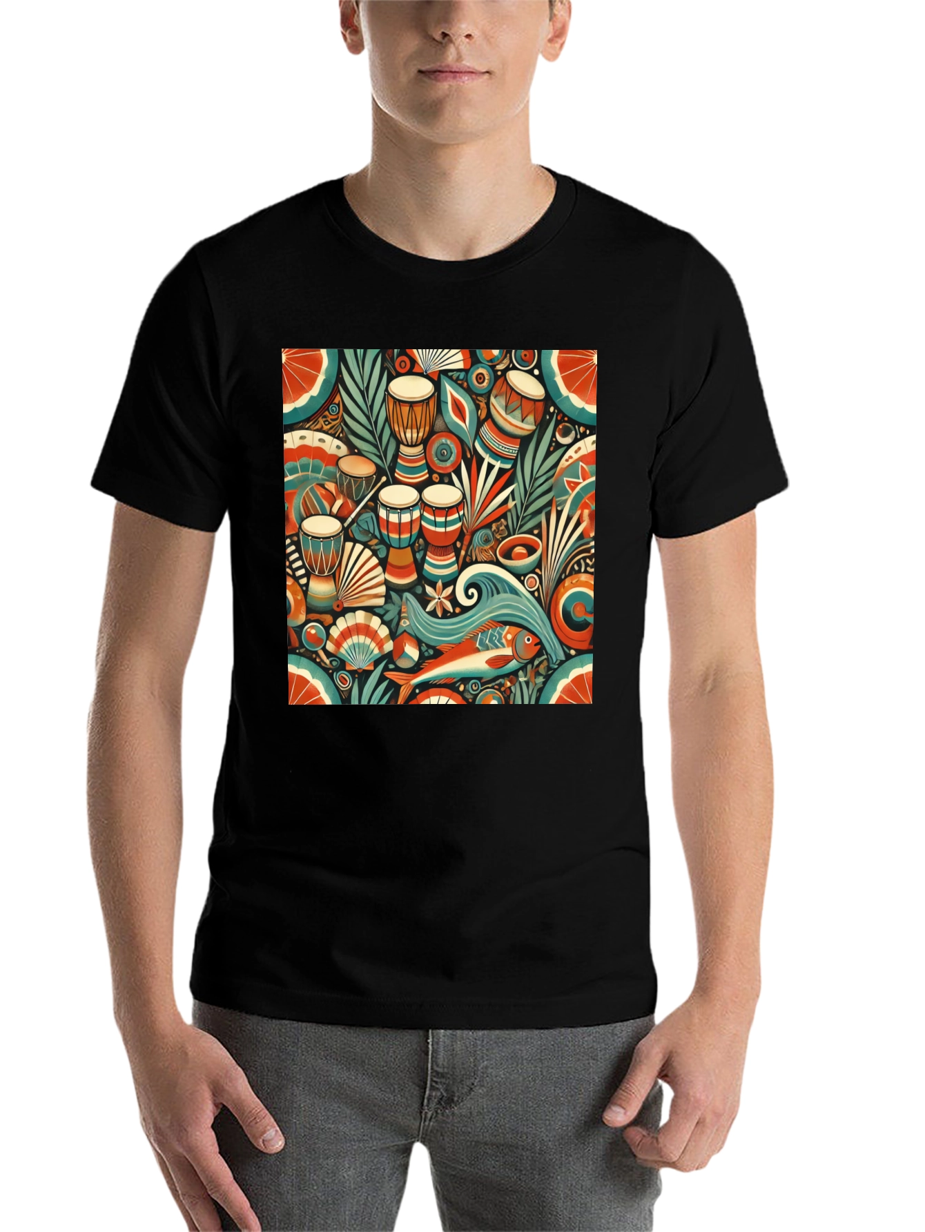 Black African Rhythm Graphic Tee - Unique Design view 7
