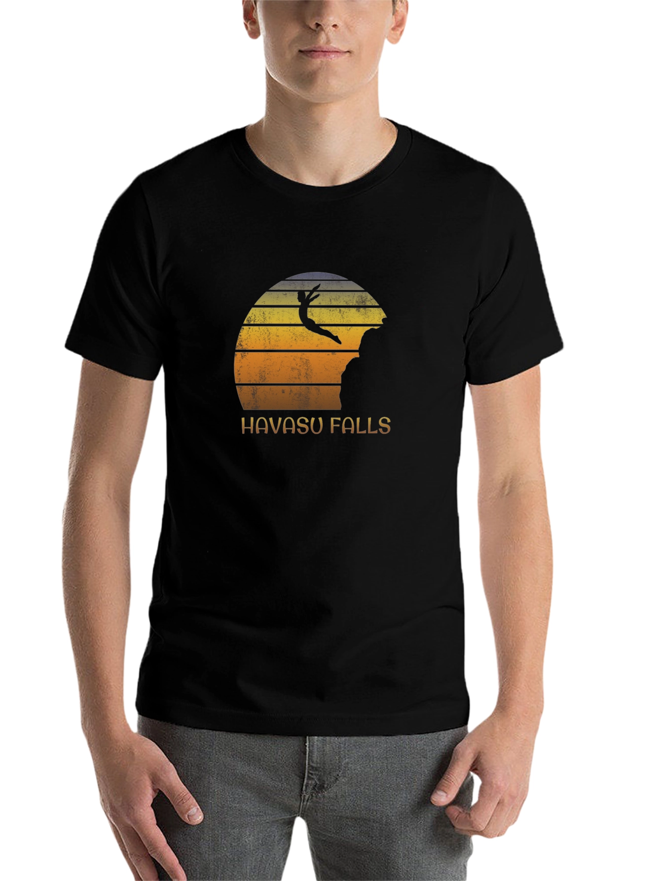 Black Havasu Falls Cliff Diver Graphic T-Shirt view 7