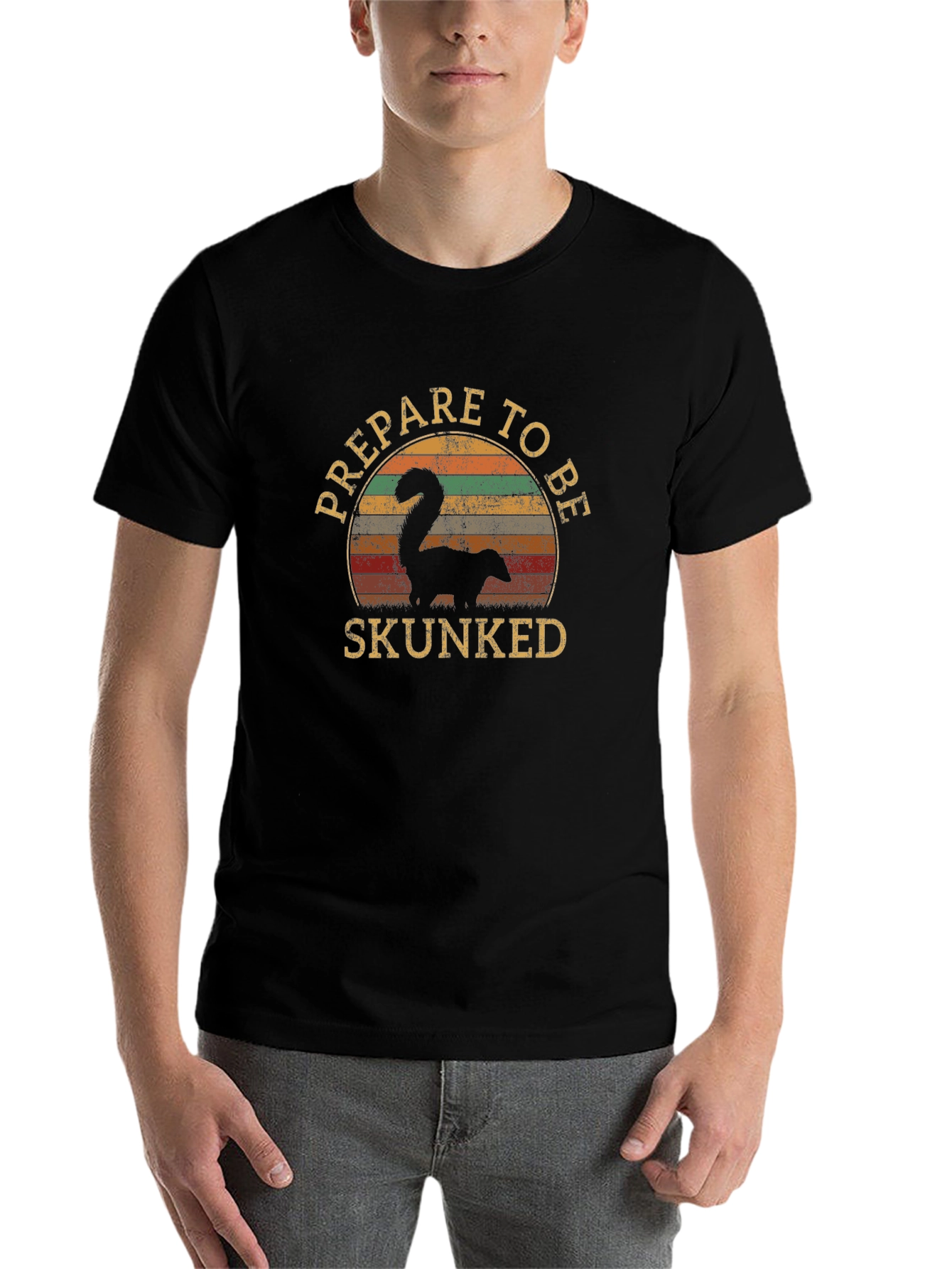 Black Prepare to Be Skunked Retro T-Shirt view 7