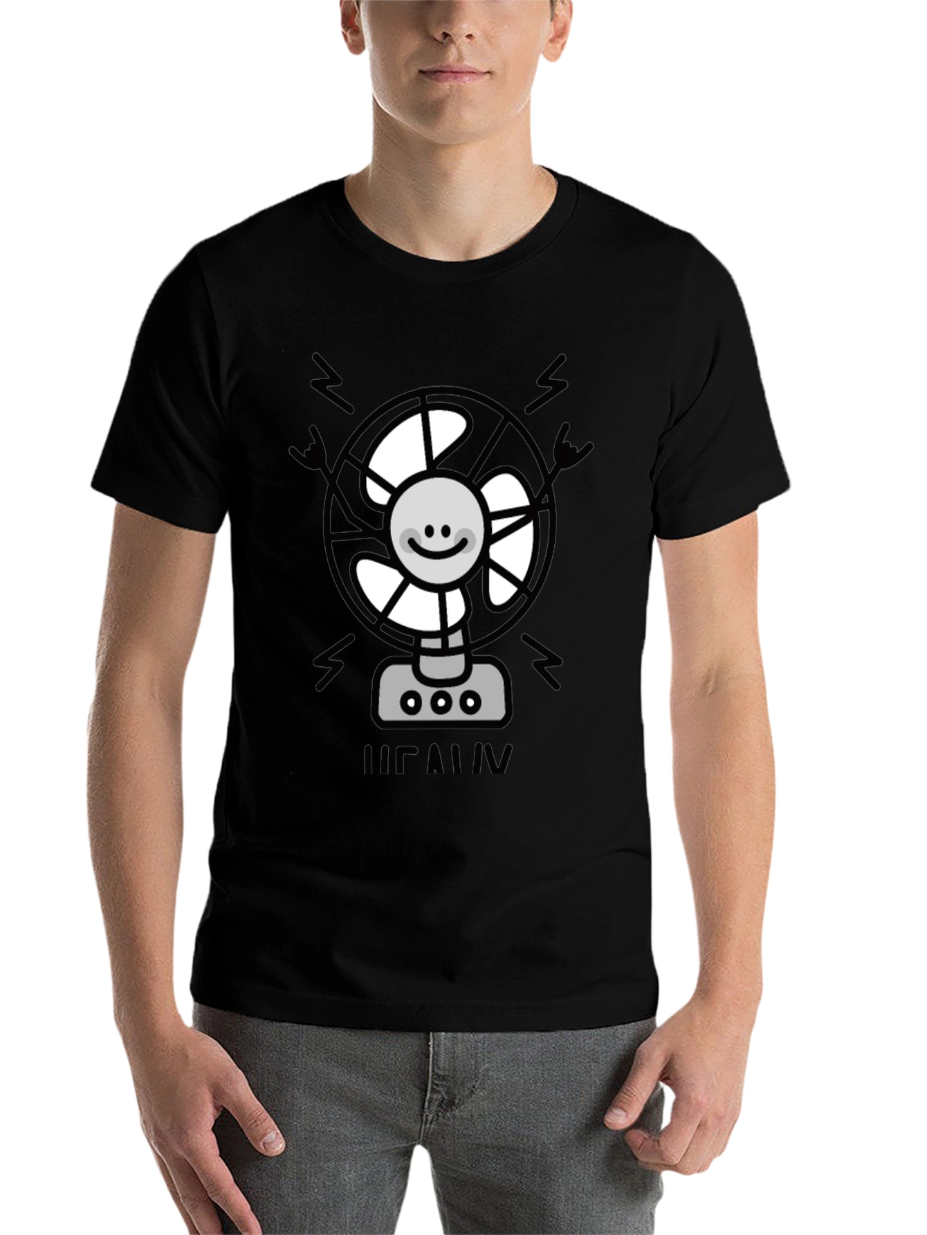 Black Funny Fan T-Shirt - Black Novelty Graphic Tee view 7