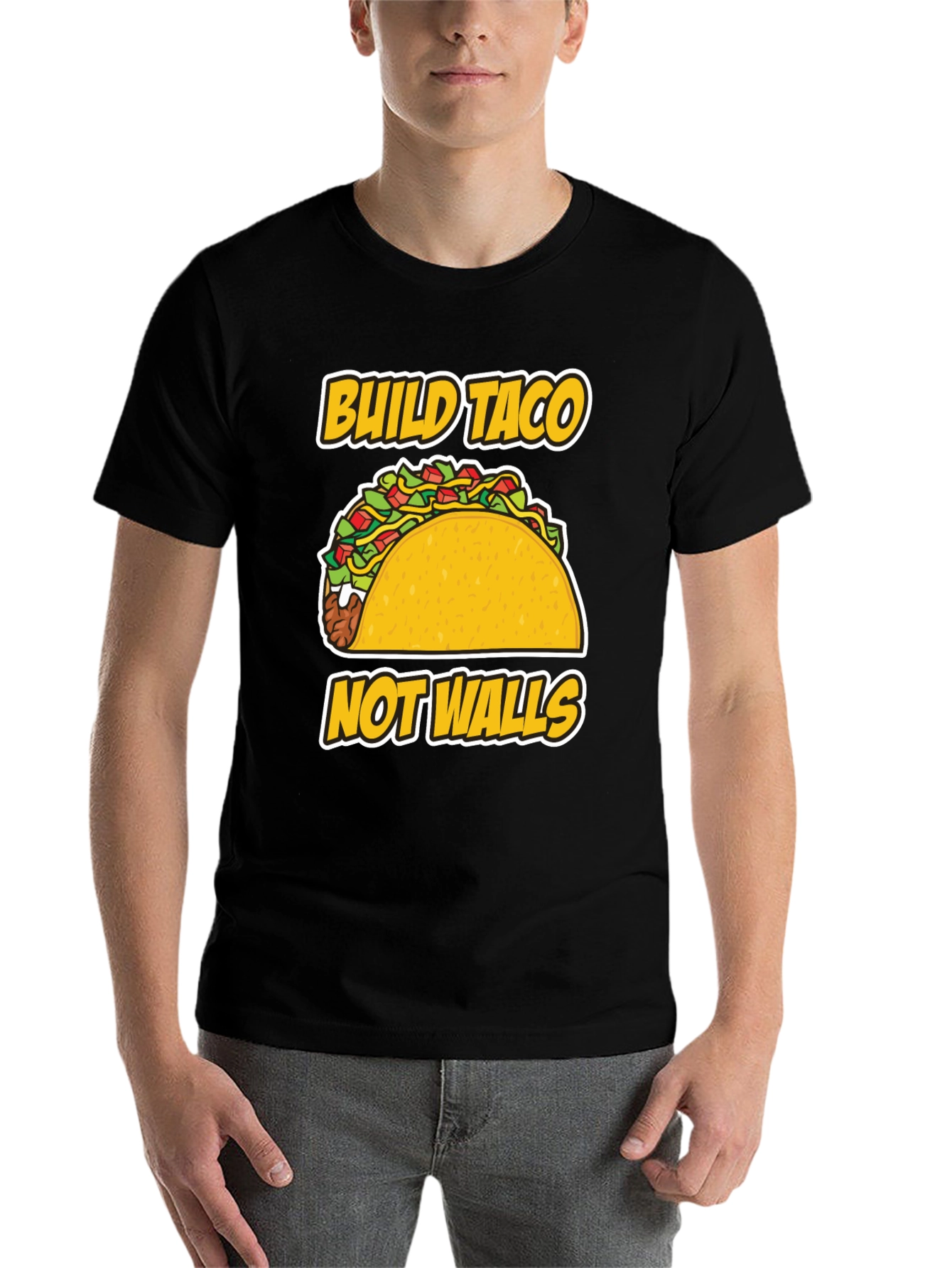 Black Build Taco Not Walls T-Shirt - Graphic Tee view 7