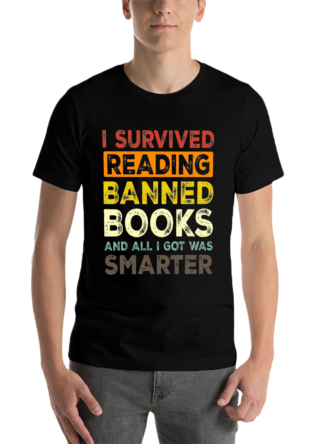 Black Banned Books T-Shirt - I Survived Reading view 7